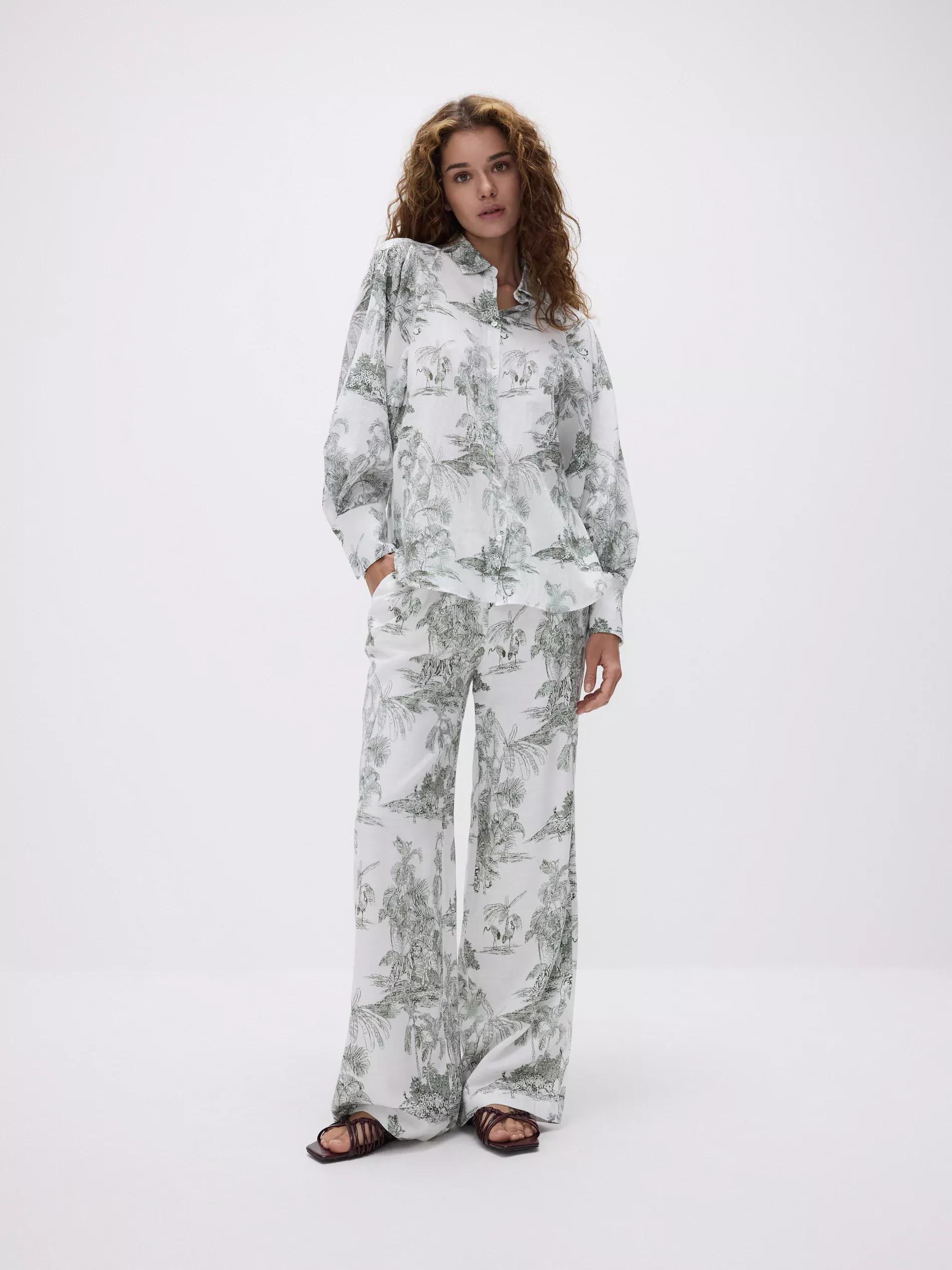MULTICOLOR Loose trousers with linen blend, , large image number 2