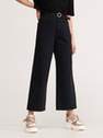 Reserved - Black Culotte Denim Trousers With Belt, Women