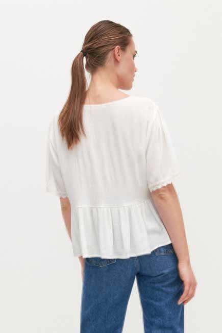 White Peplum Hem Lace Top, , large image number 3