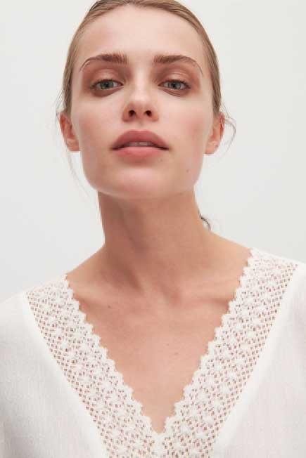 White Peplum Hem Lace Top, , large image number 4