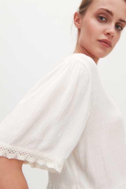 White Peplum Hem Lace Top, , large image number 5