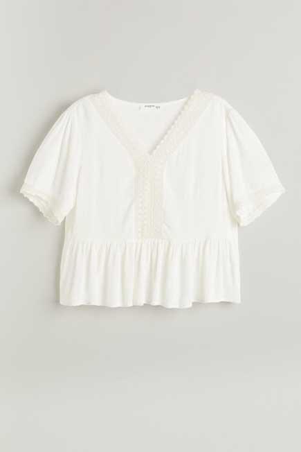 White Peplum Hem Lace Top, , large image number 6