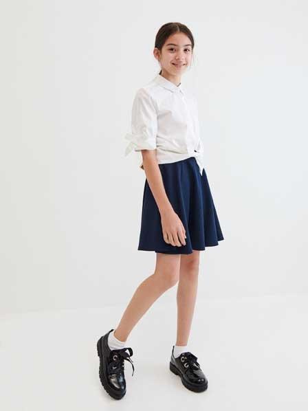 Navy Flared Mini Skirt, Kids Girls, , large image number 0