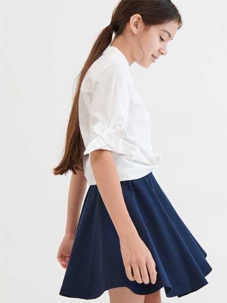 Navy Flared Mini Skirt, Kids Girls, , large image number 1