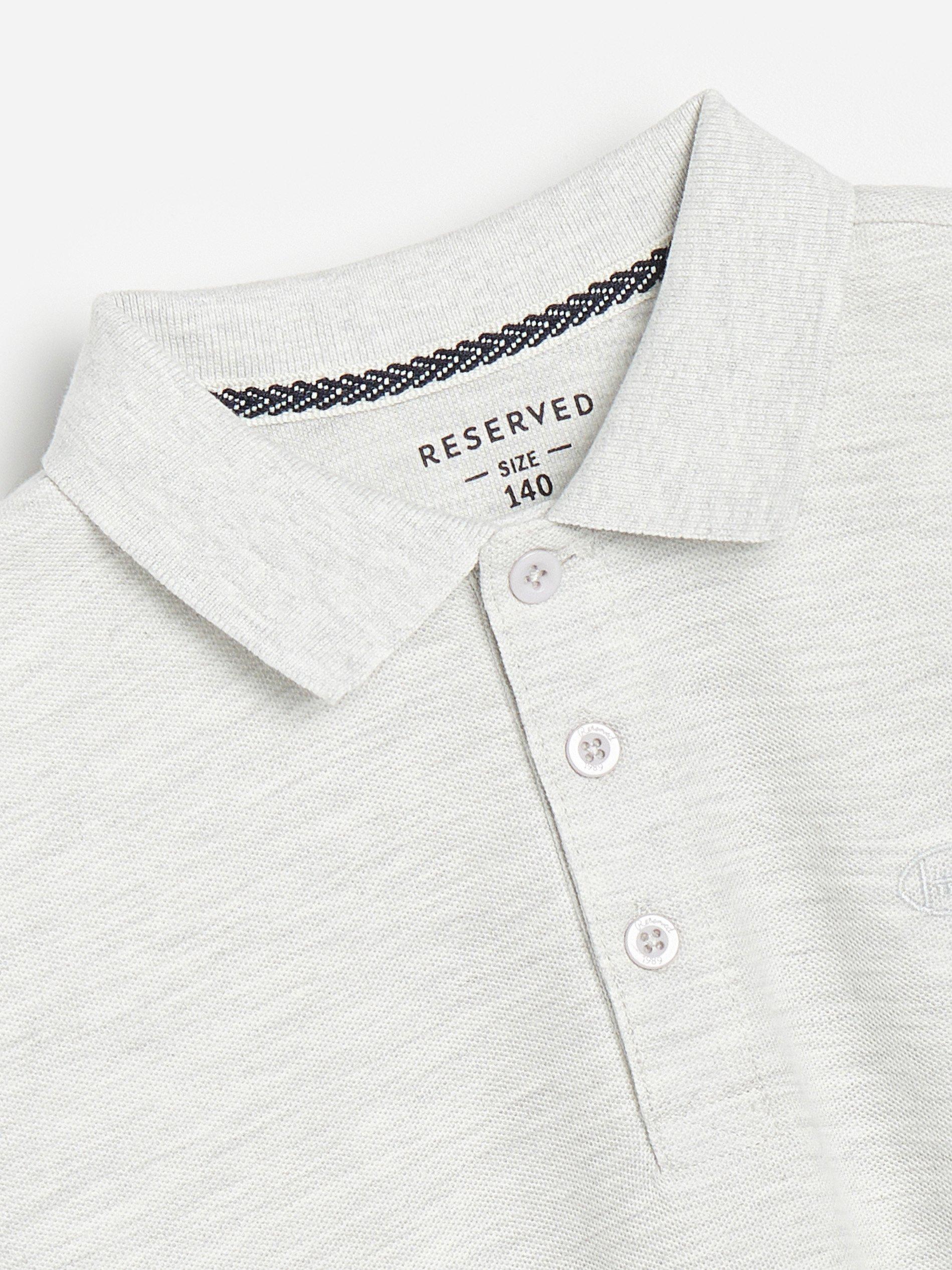 White Long-Sleeved Polo Shirt, Kids Boys, , large image number 1