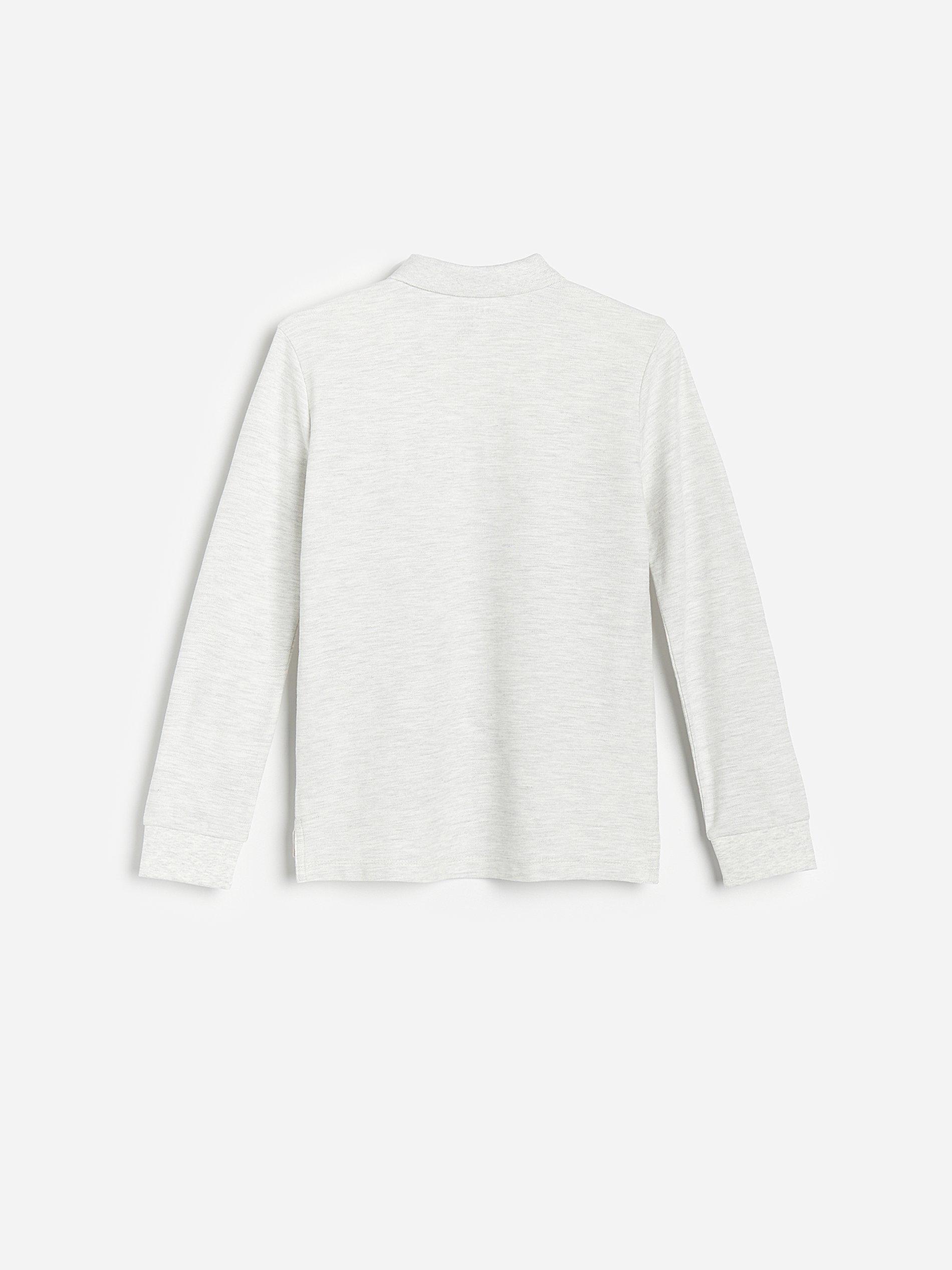 White Long-Sleeved Polo Shirt, Kids Boys, , large image number 3