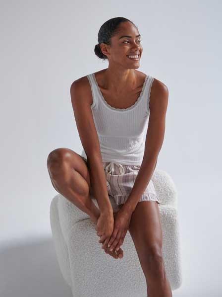White Two Piece Viscose Pyjama Set, , large image number 0