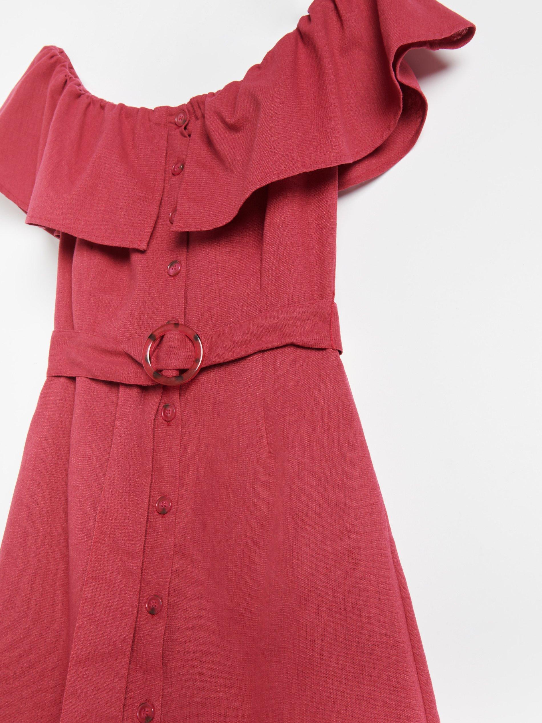 Fuchsia Off Shoulder Dress With Belt, Women, , large image number 1
