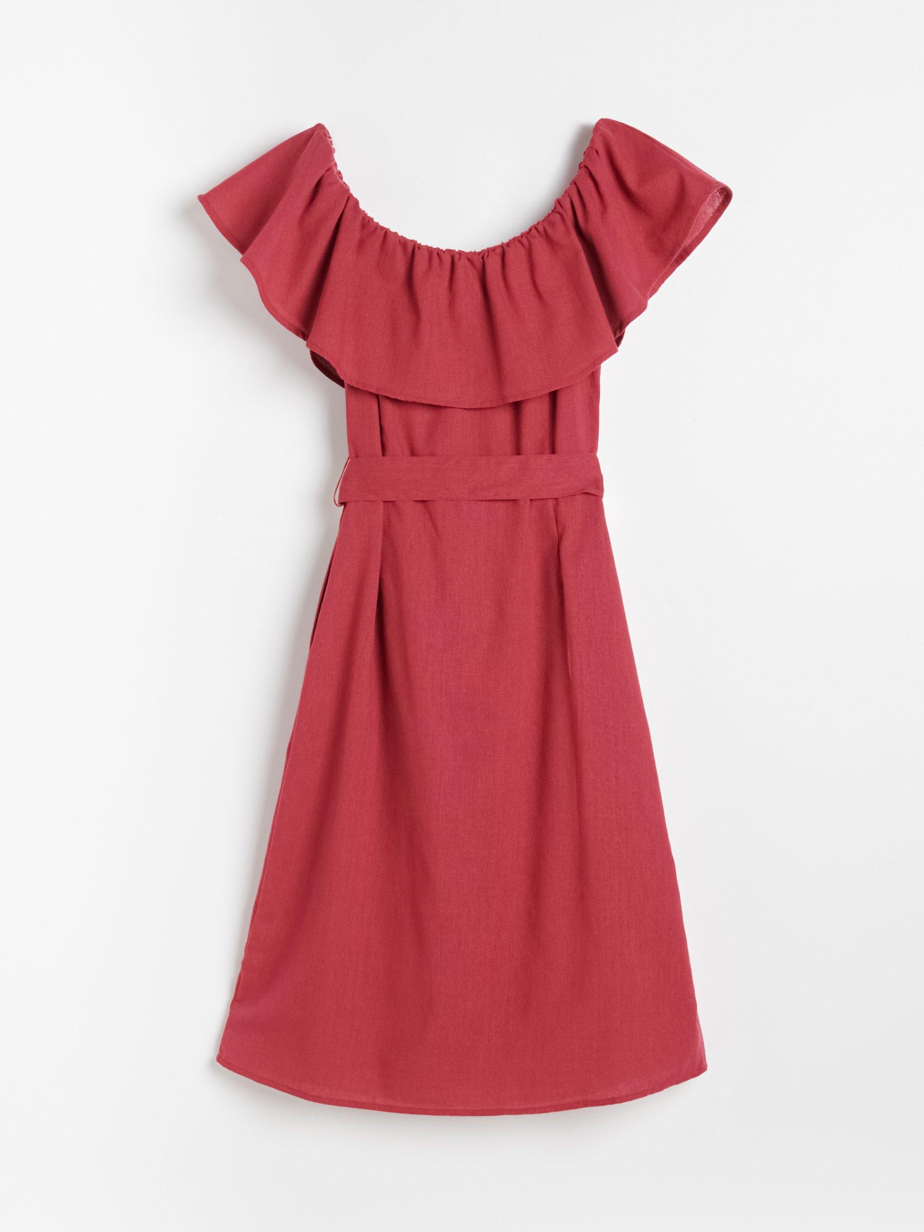 Fuchsia Off Shoulder Dress With Belt, Women, , large image number 3