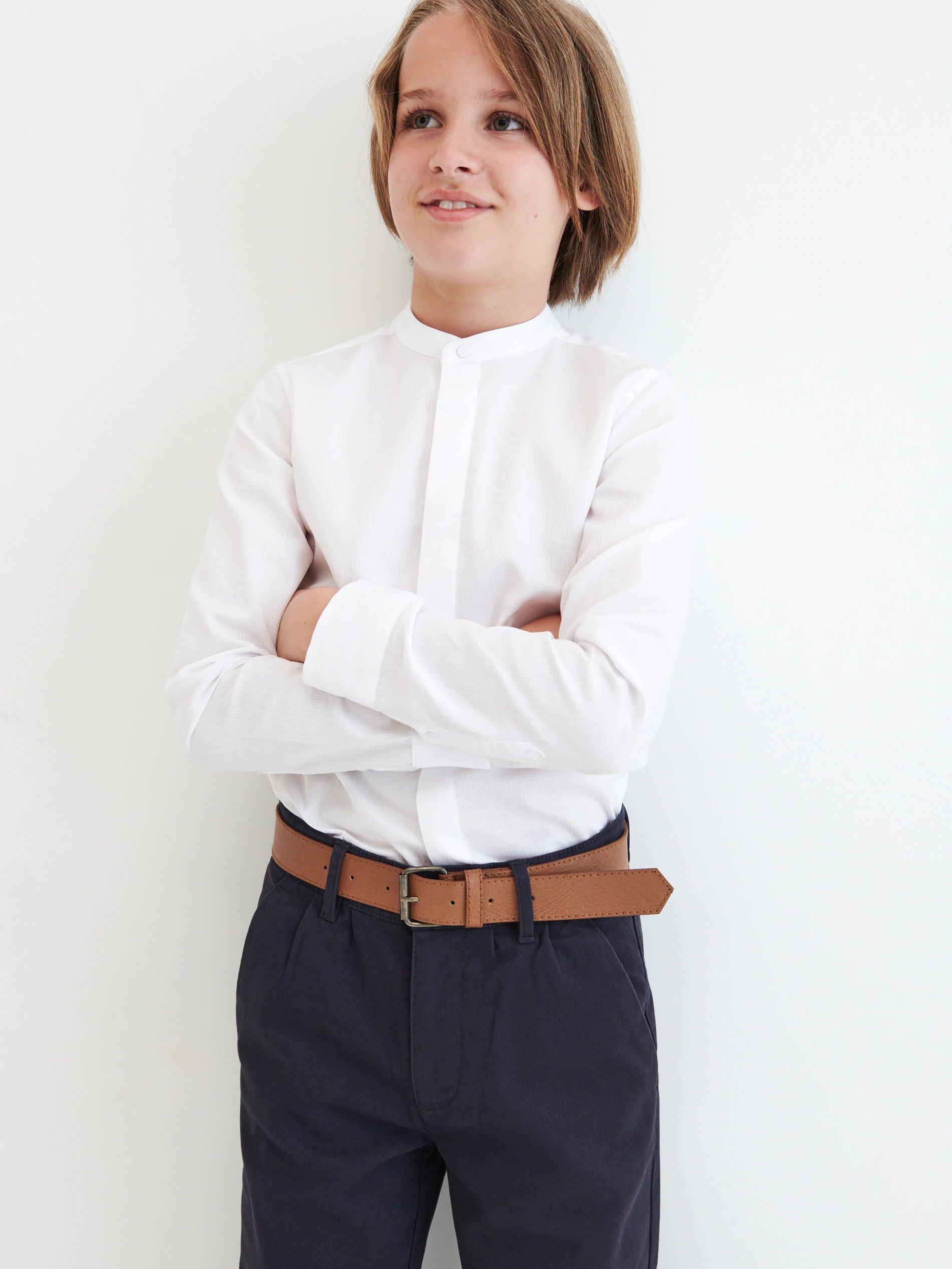Navy Chino Belt Trousers, Kids Boys, , large image number 1