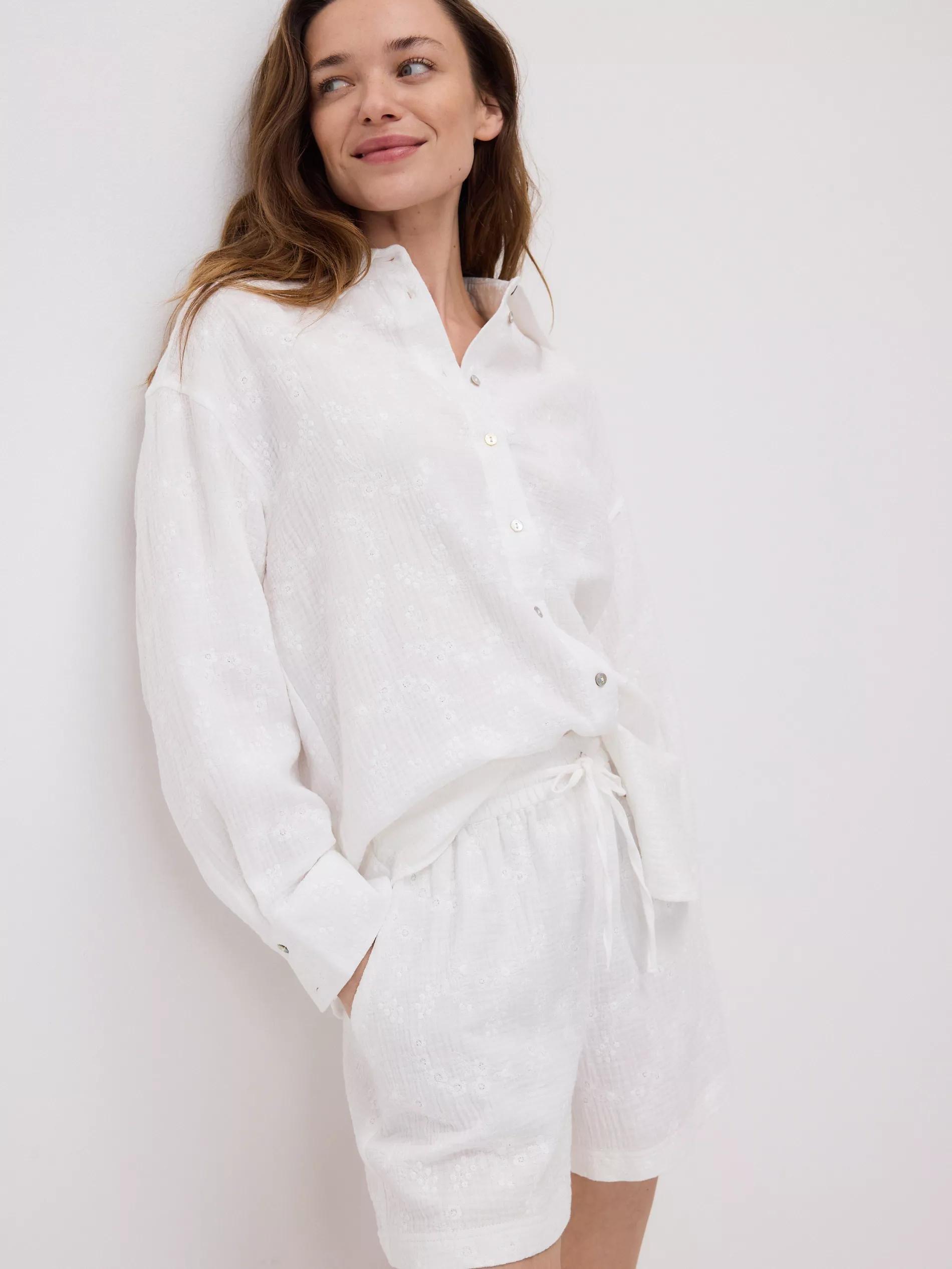 White Muslin Shorts, , large image number 2