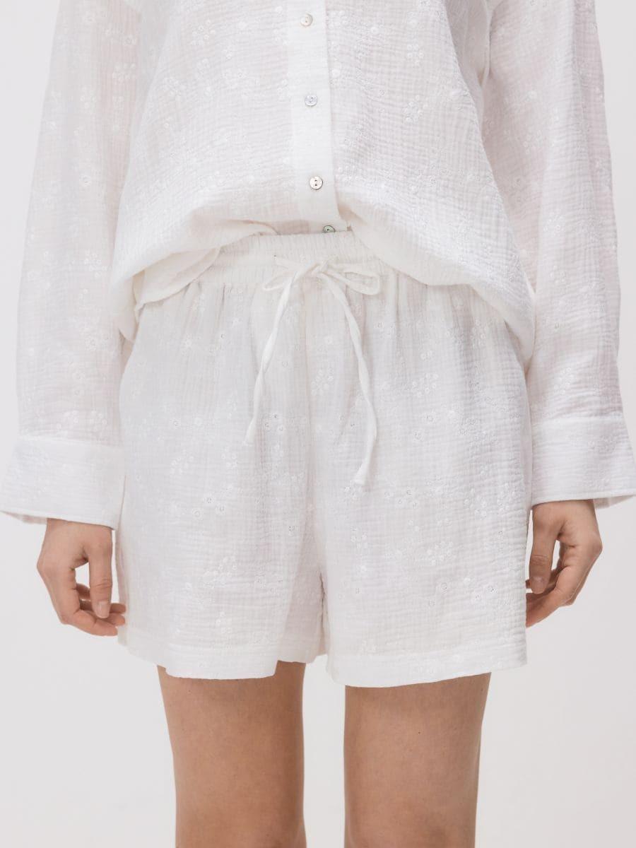 White Muslin Shorts, , large image number 5