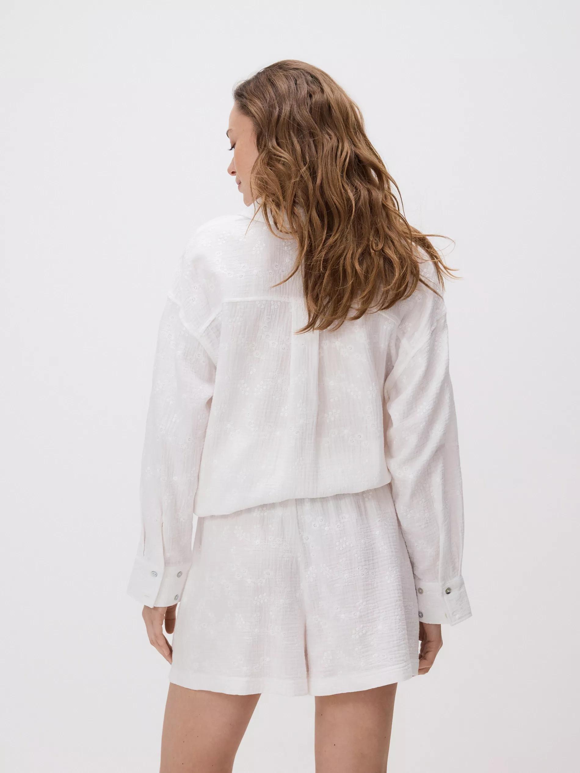 White Muslin Shorts, , large image number 6