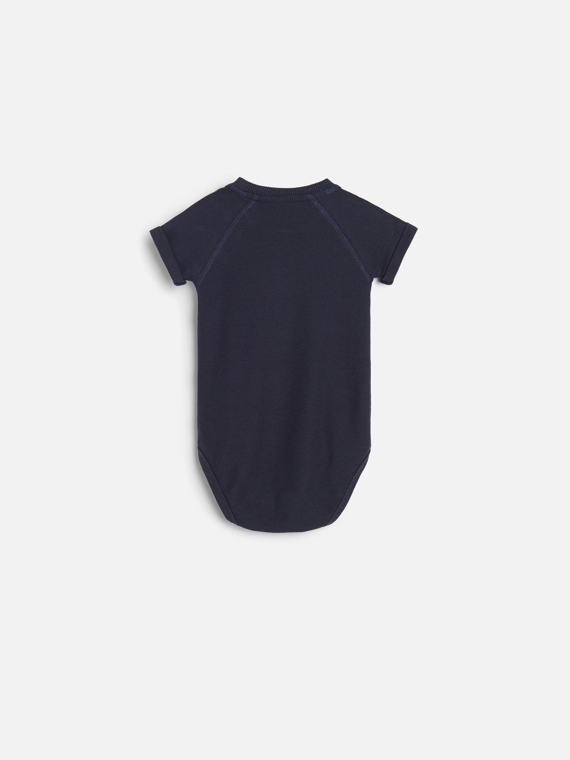 Black Printed Cotton Bodysuit, Kids Boys, , large image number 1