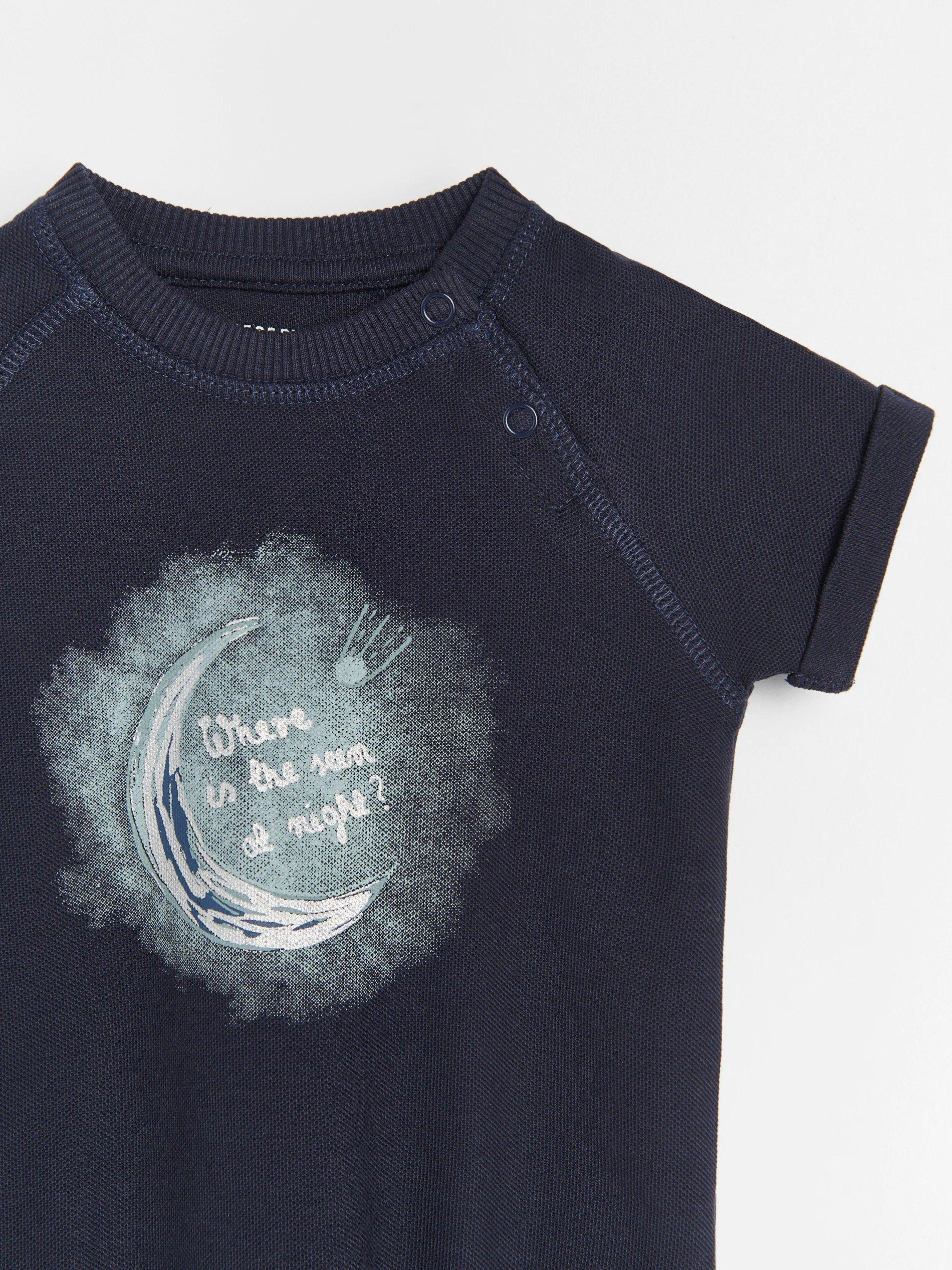 Black Printed Cotton Bodysuit, Kids Boys, , large image number 3