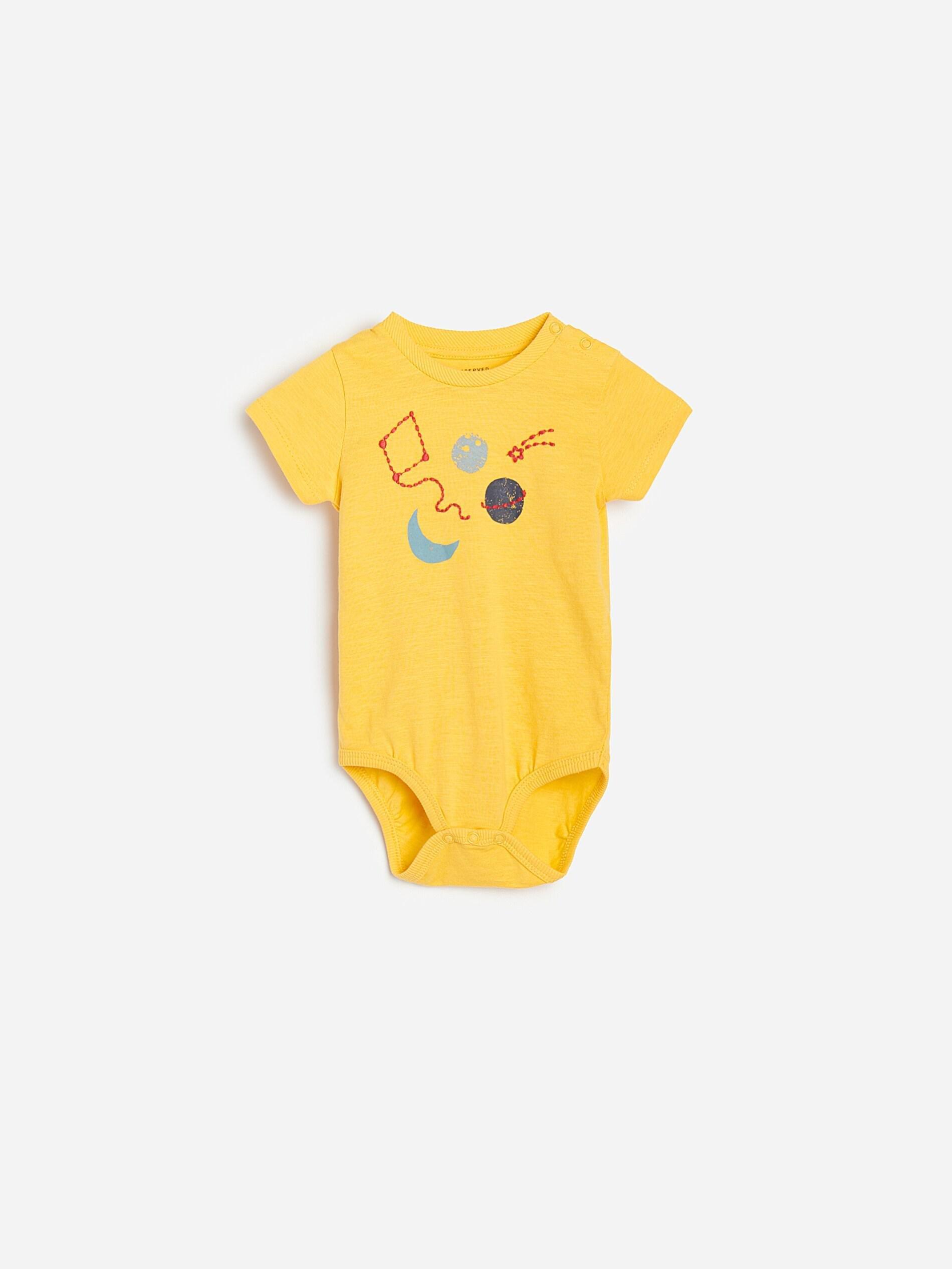 Yellow Embroidered Bodysuit, Kids Boys, , large image number 0