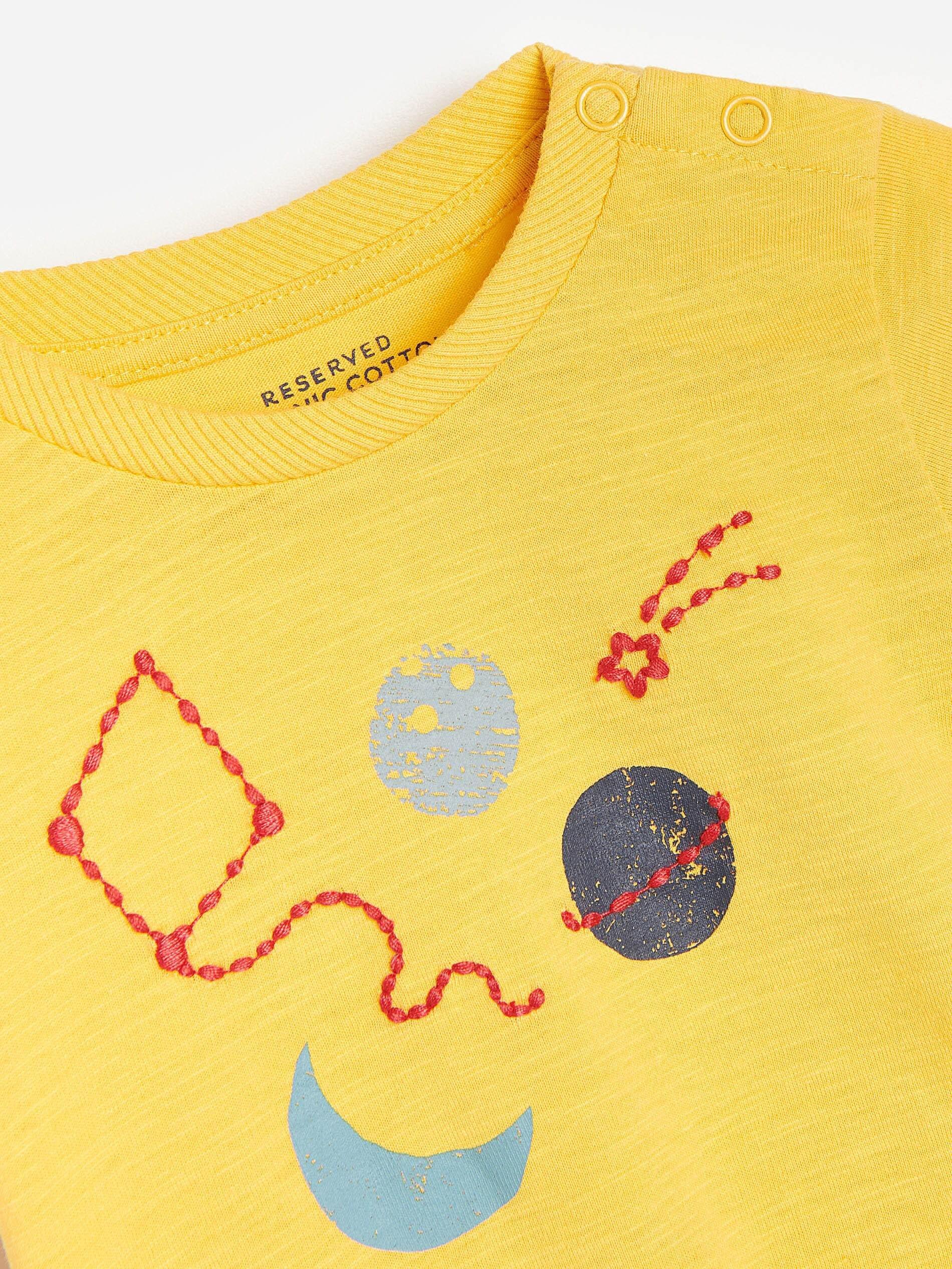 Yellow Embroidered Bodysuit, Kids Boys, , large image number 2