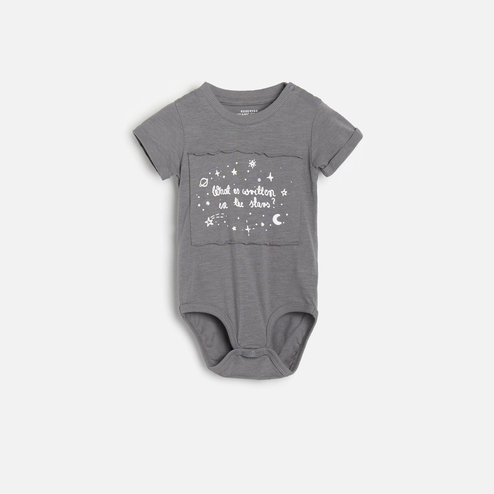 Grey Printed Cotton Bodysuit, Kids Boys, Grey, large image number 2