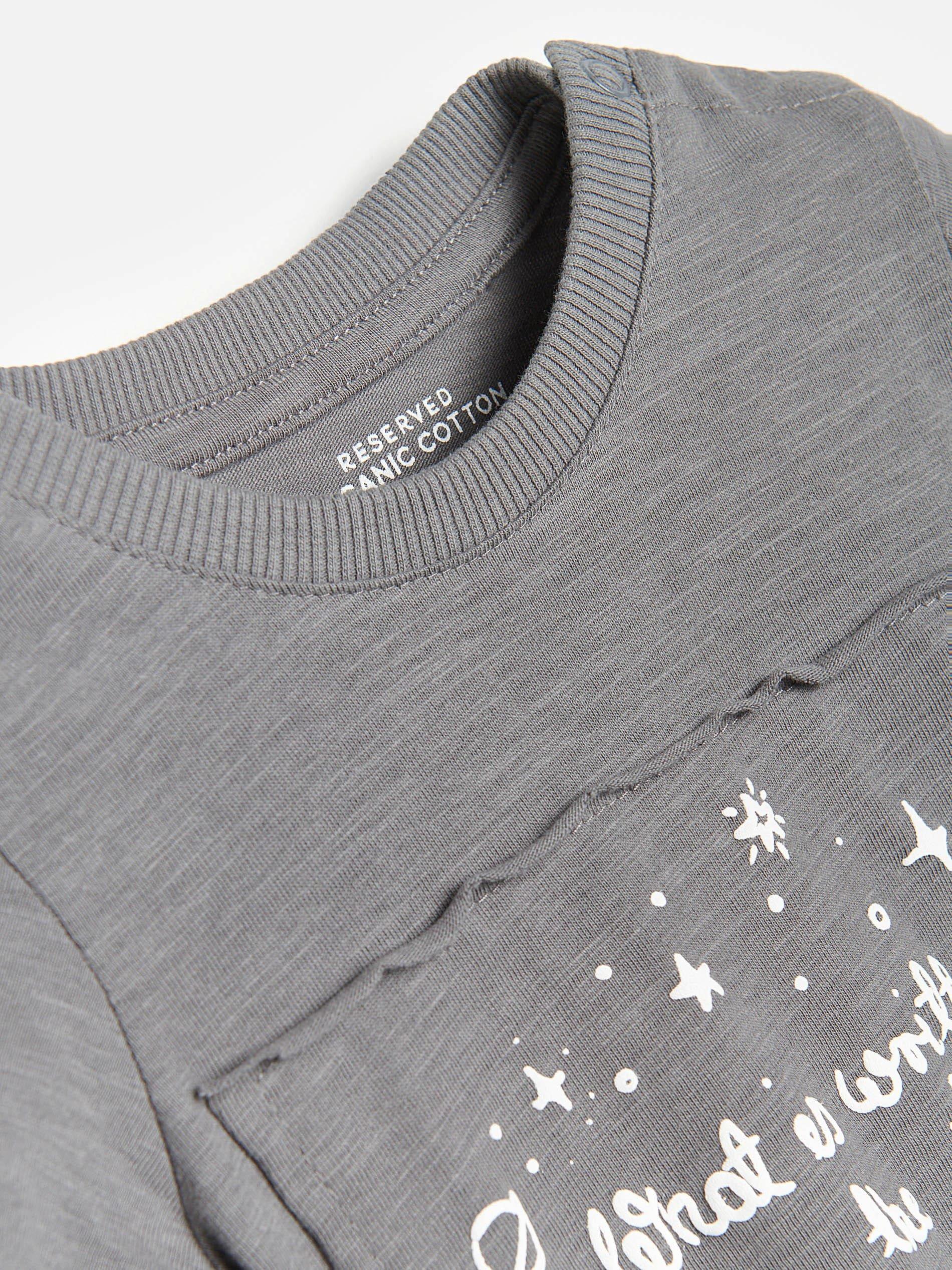 Grey Printed Cotton Bodysuit, Kids Boys, Grey, large image number 3