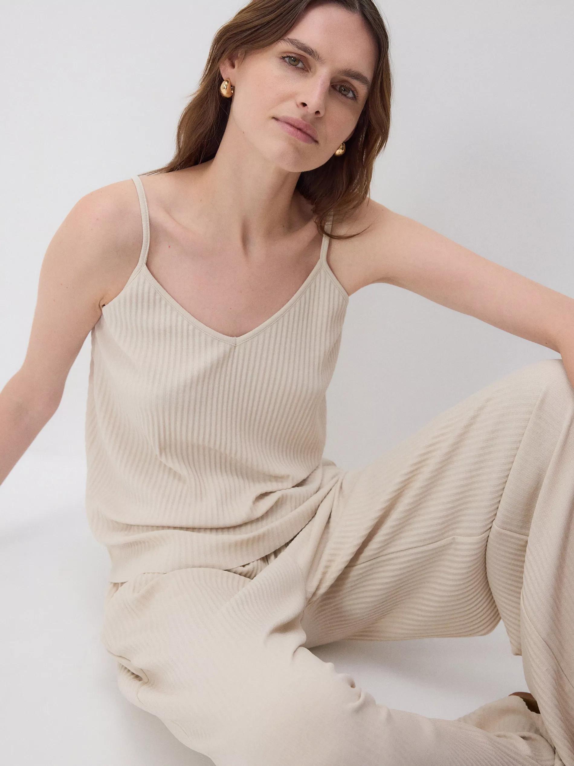 Beige Textured Jersey Top, , large image number 1