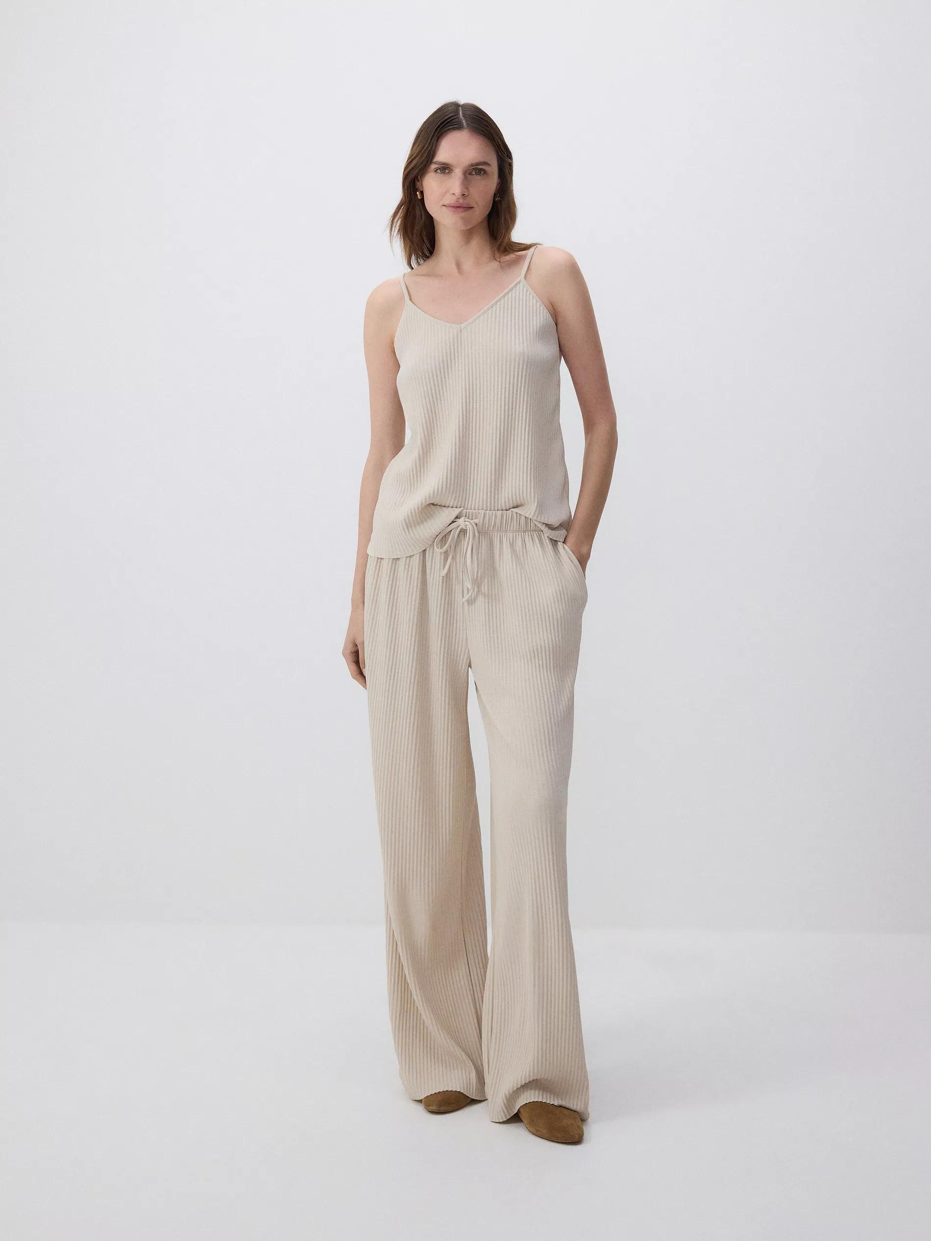 Beige Textured Jersey Top, , large image number 2