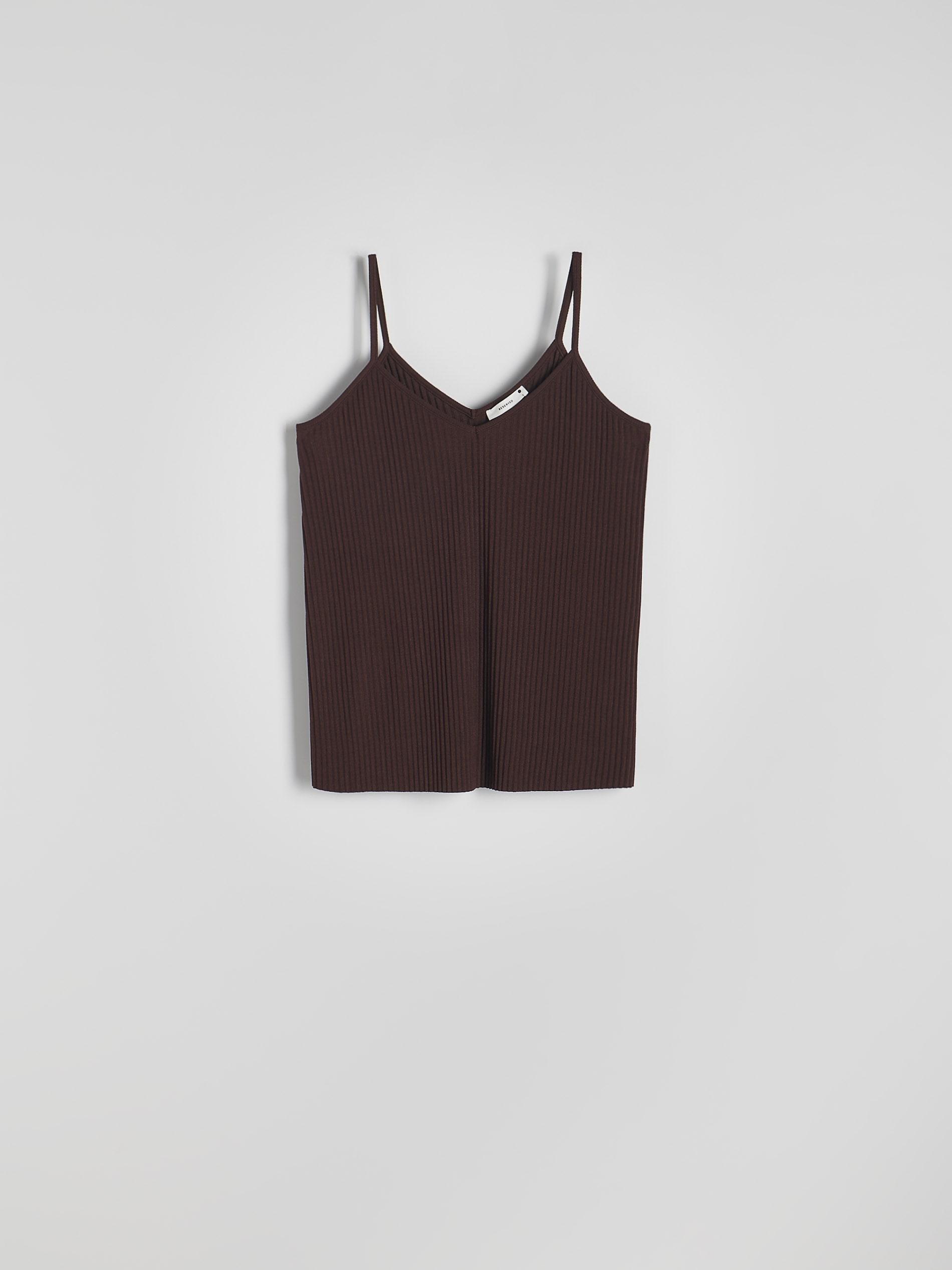 Brown Straps V-Neck Top, , large image number 1