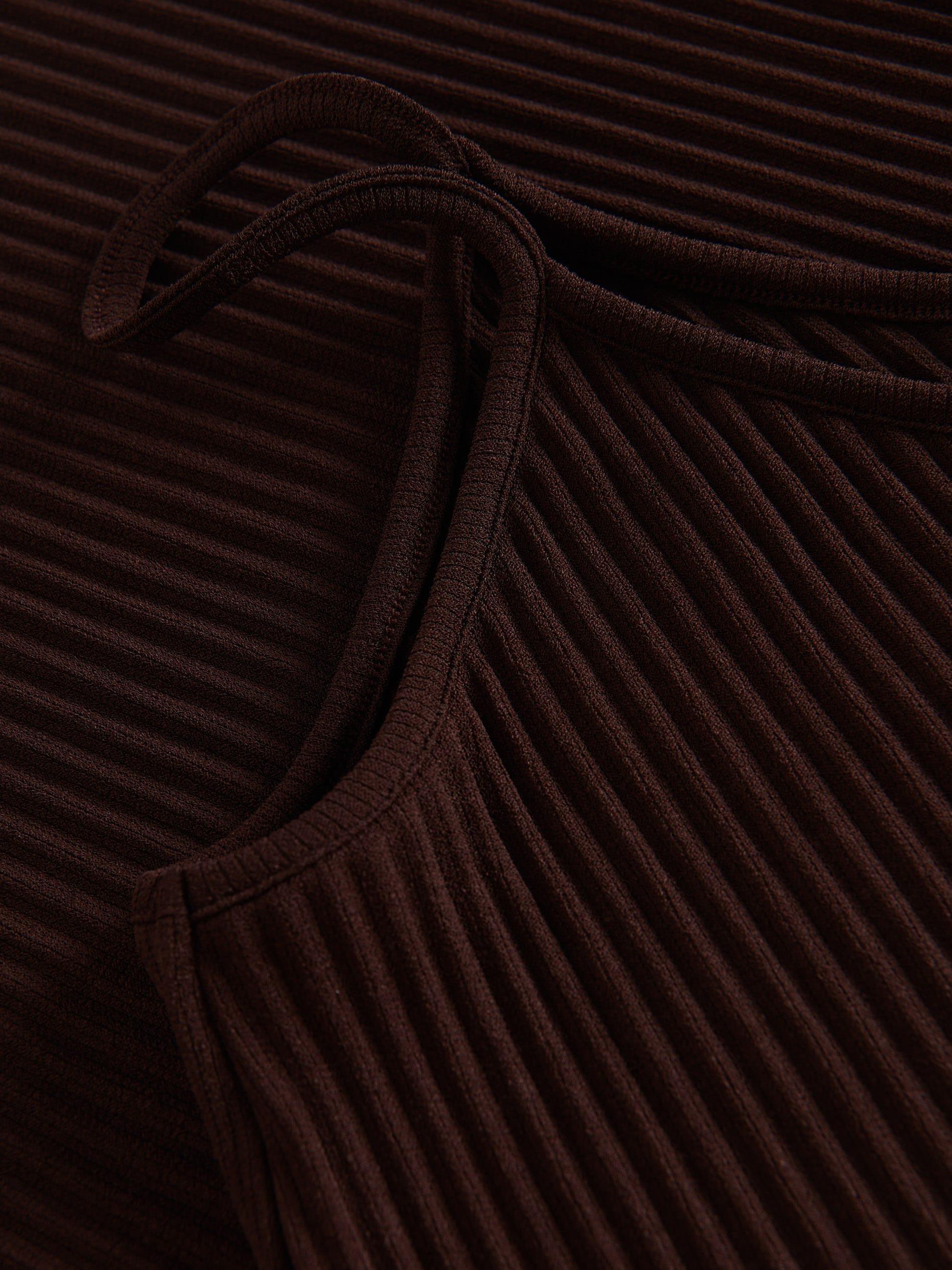 Brown Straps V-Neck Top, , large image number 3