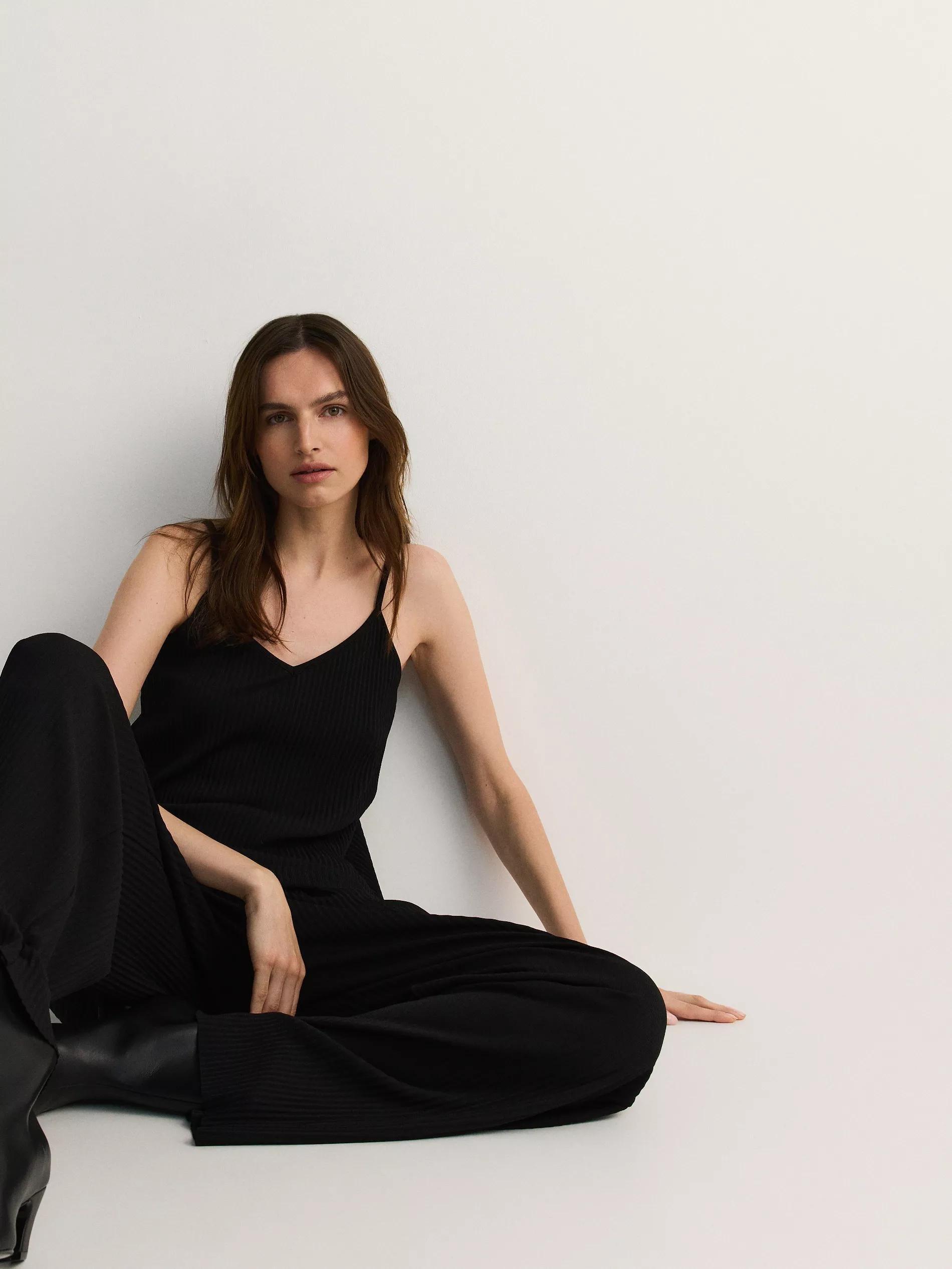 Black Textured Jersey Top, , large image number 1