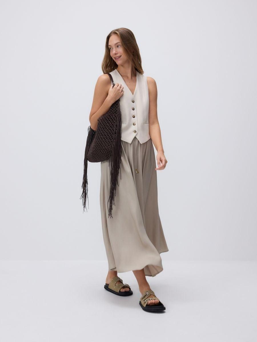 Navy Wide Trousers With Side Stripes, , large image number 1
