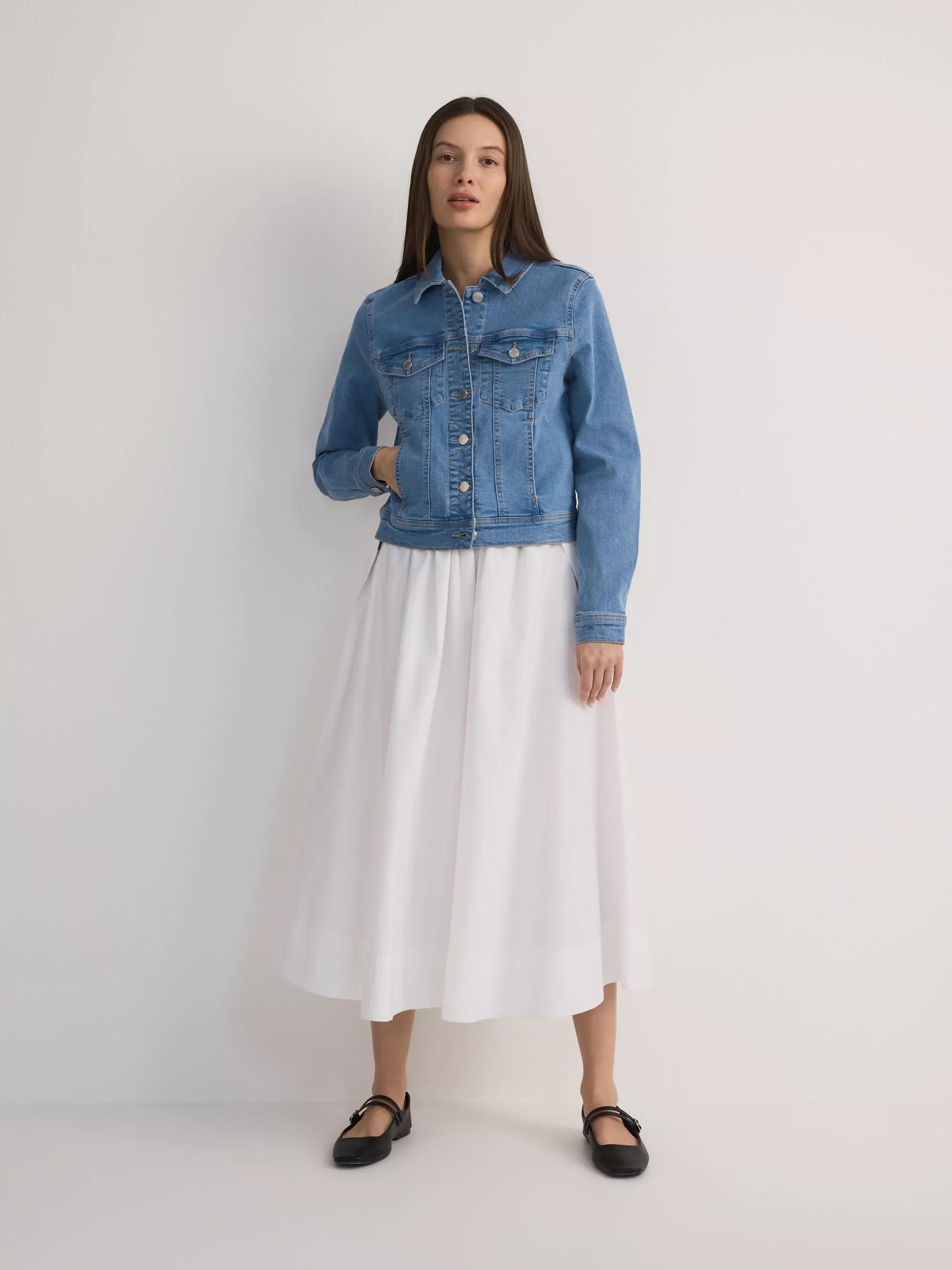 White Flared Skirt With Pockets, , medium