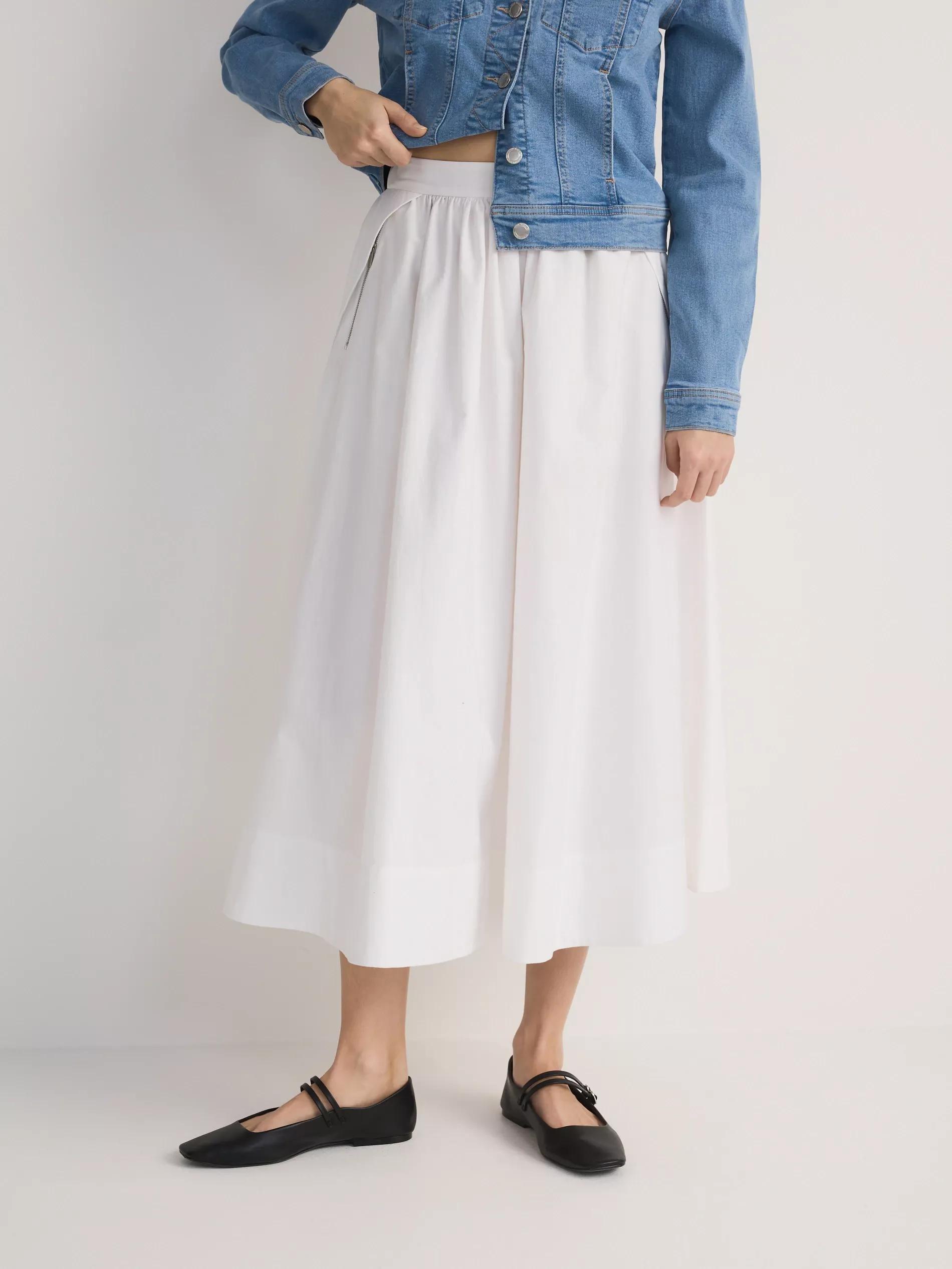 White Flared Skirt With Pockets, , large image number 2