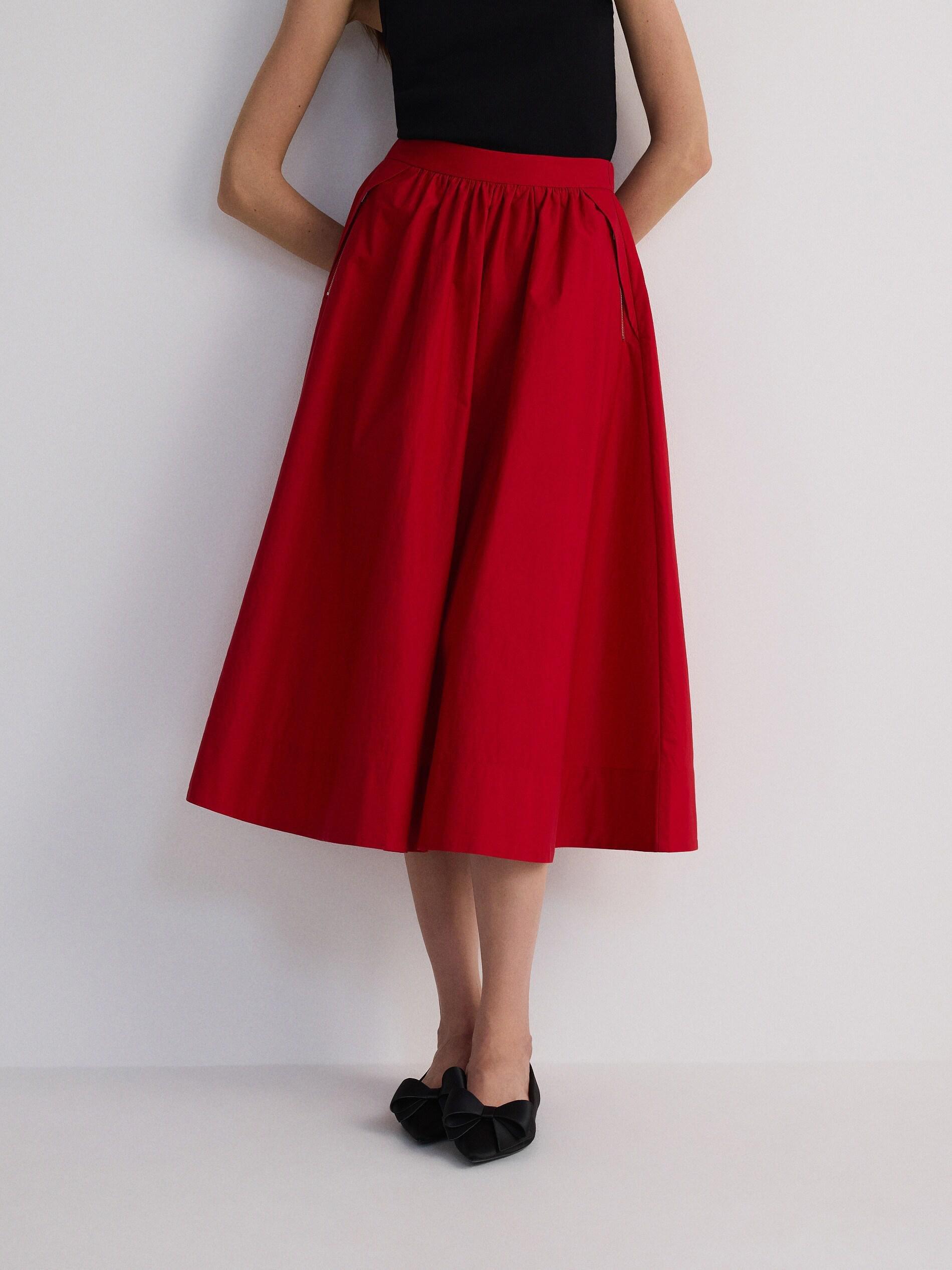 RED Flared skirt with pockets, Red, large image number 0