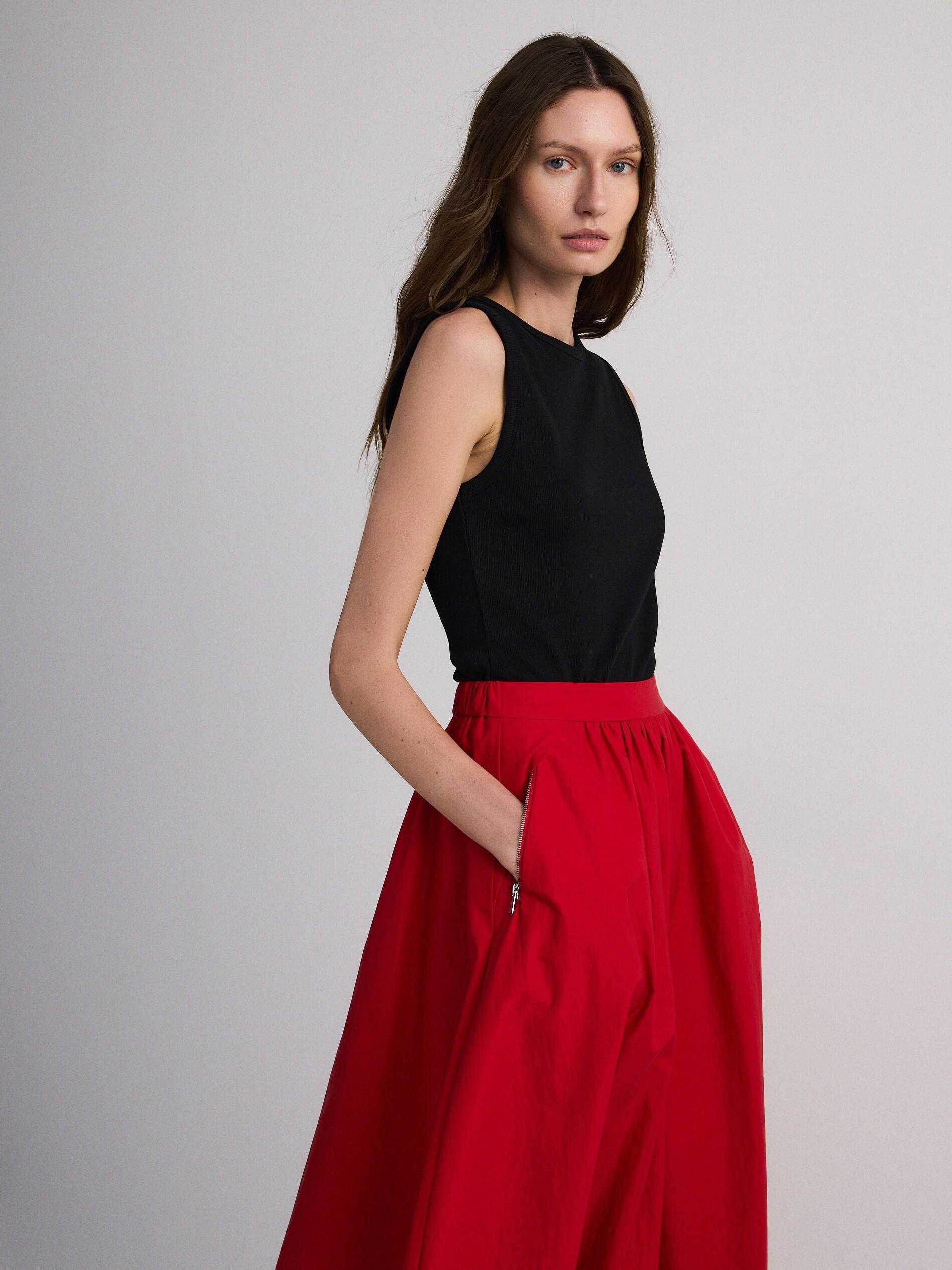RED Flared skirt with pockets, Red, large image number 2