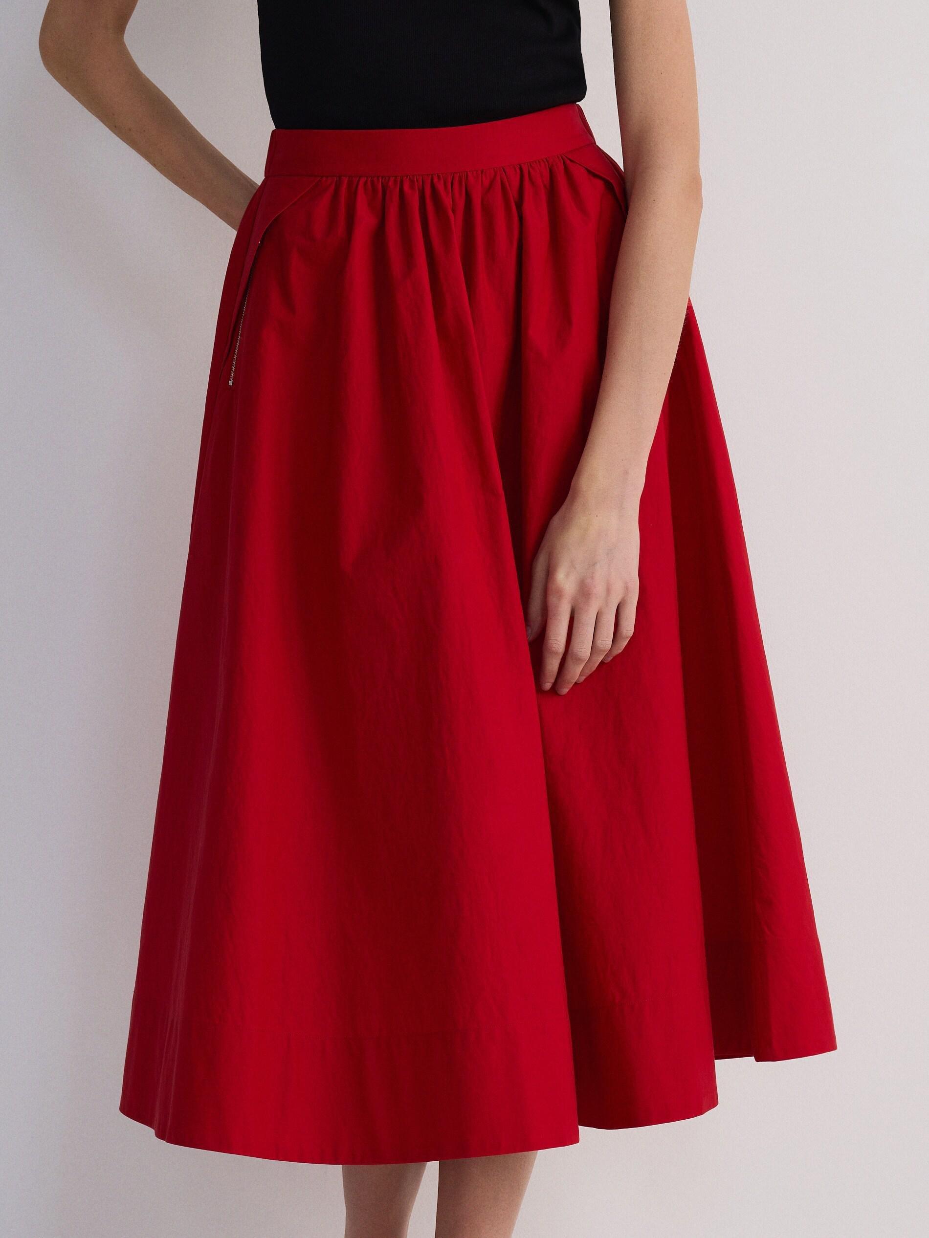 RED Flared skirt with pockets, Red, large image number 3
