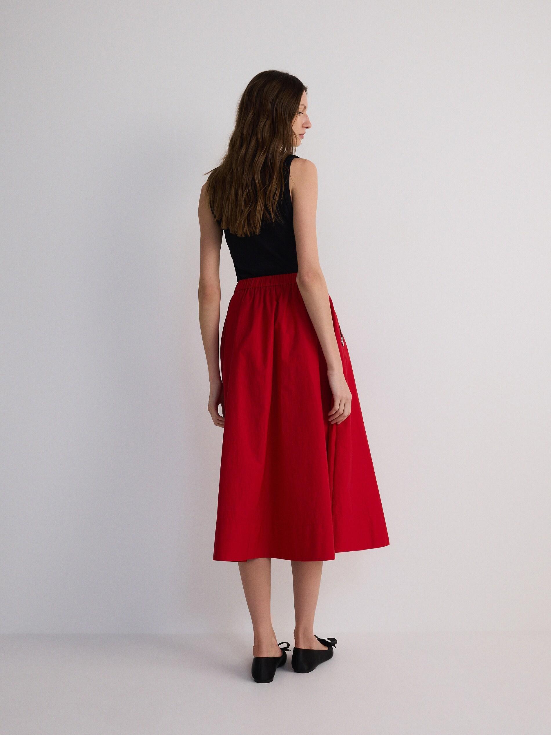 RED Flared skirt with pockets, Red, large image number 4
