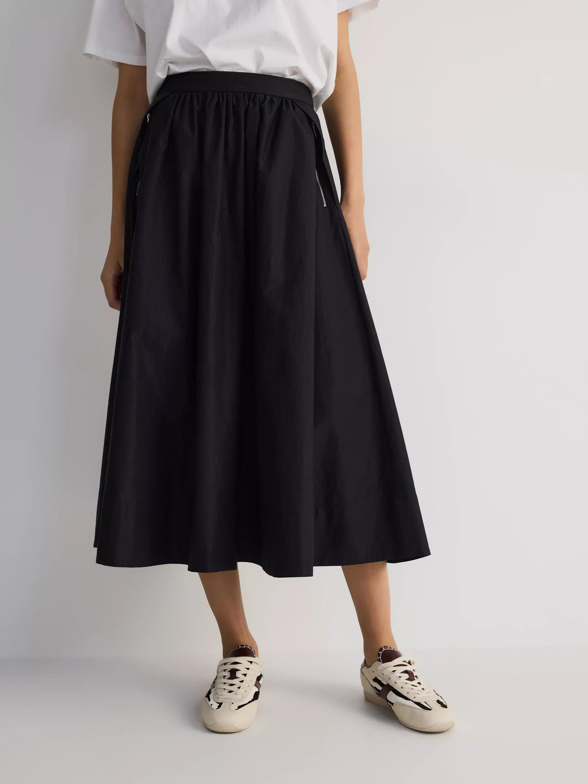 Black Flared Skirt With Pockets, , large image number 3