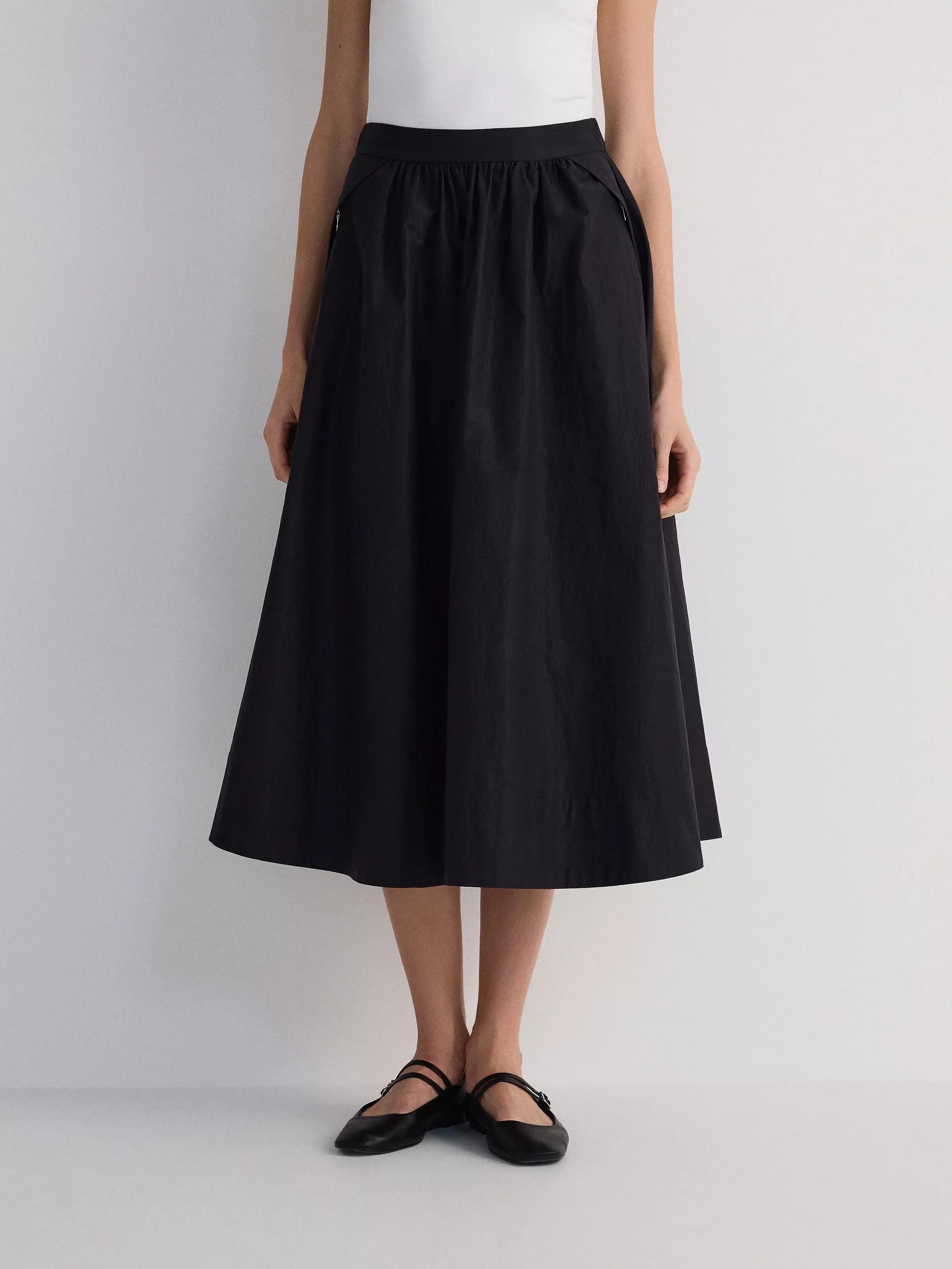 BLACK Flared skirt with pockets, , large image number 3