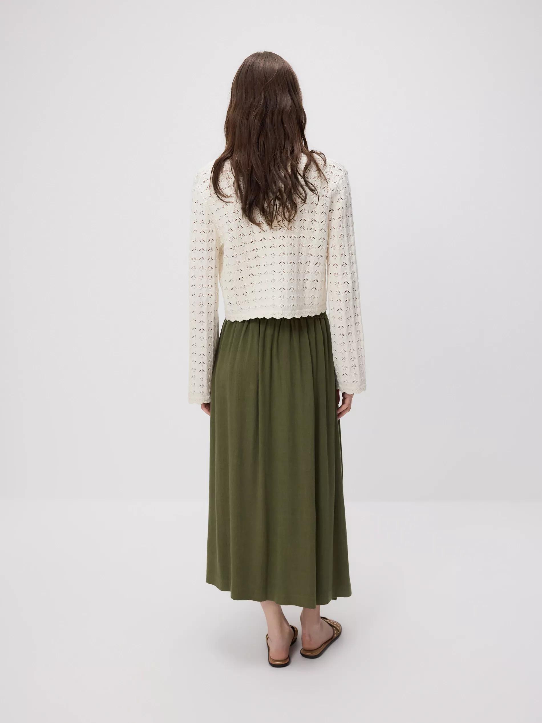 Green Skirt With Linen Blend, , large image number 3
