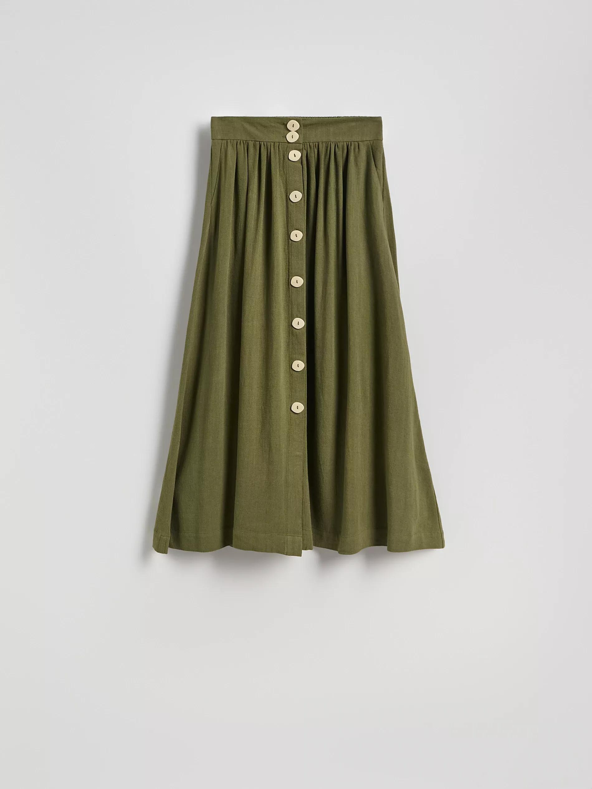 Green Skirt With Linen Blend, , large image number 4