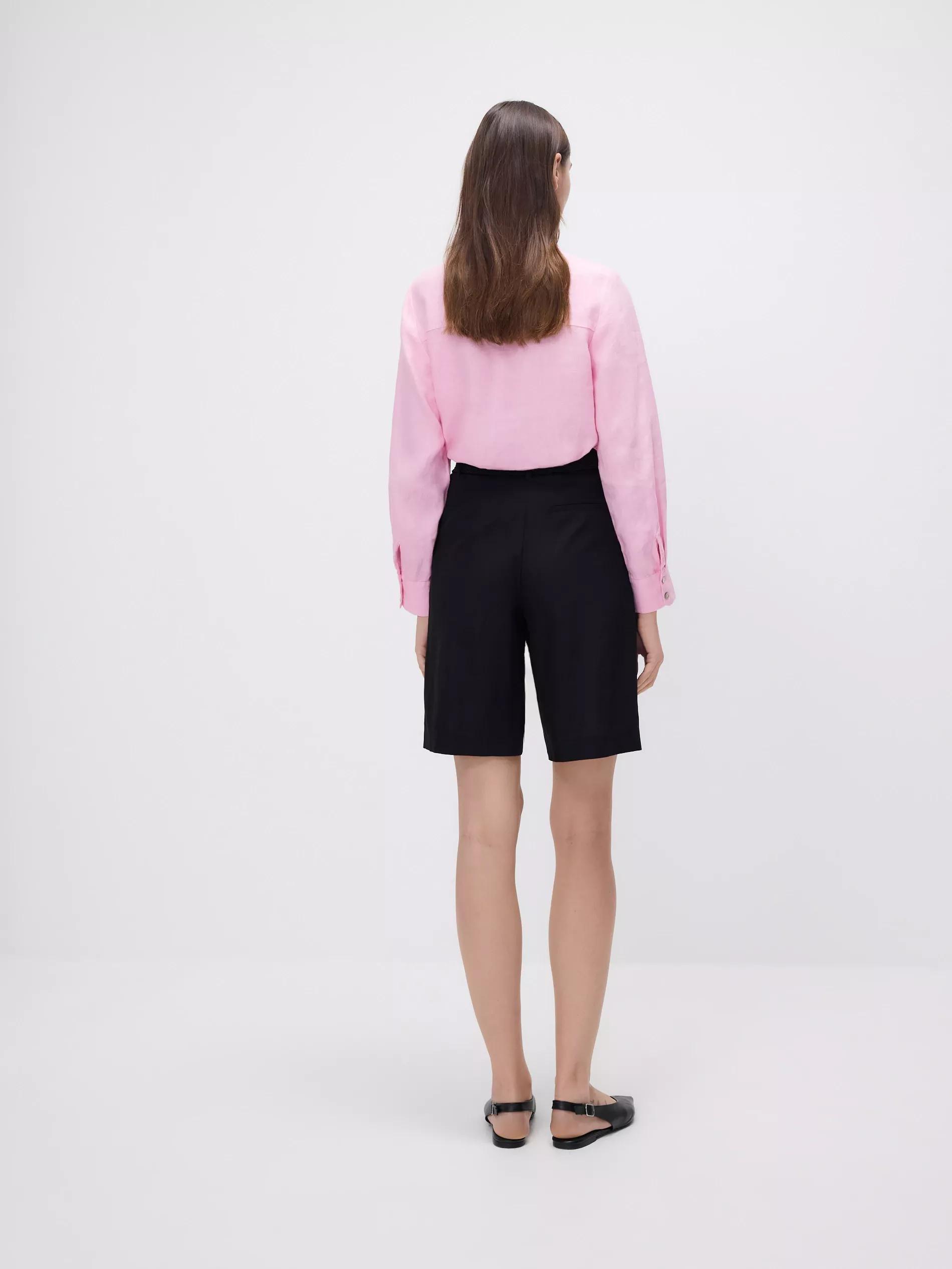 Black Belted Bermuda Shorts, Black, medium