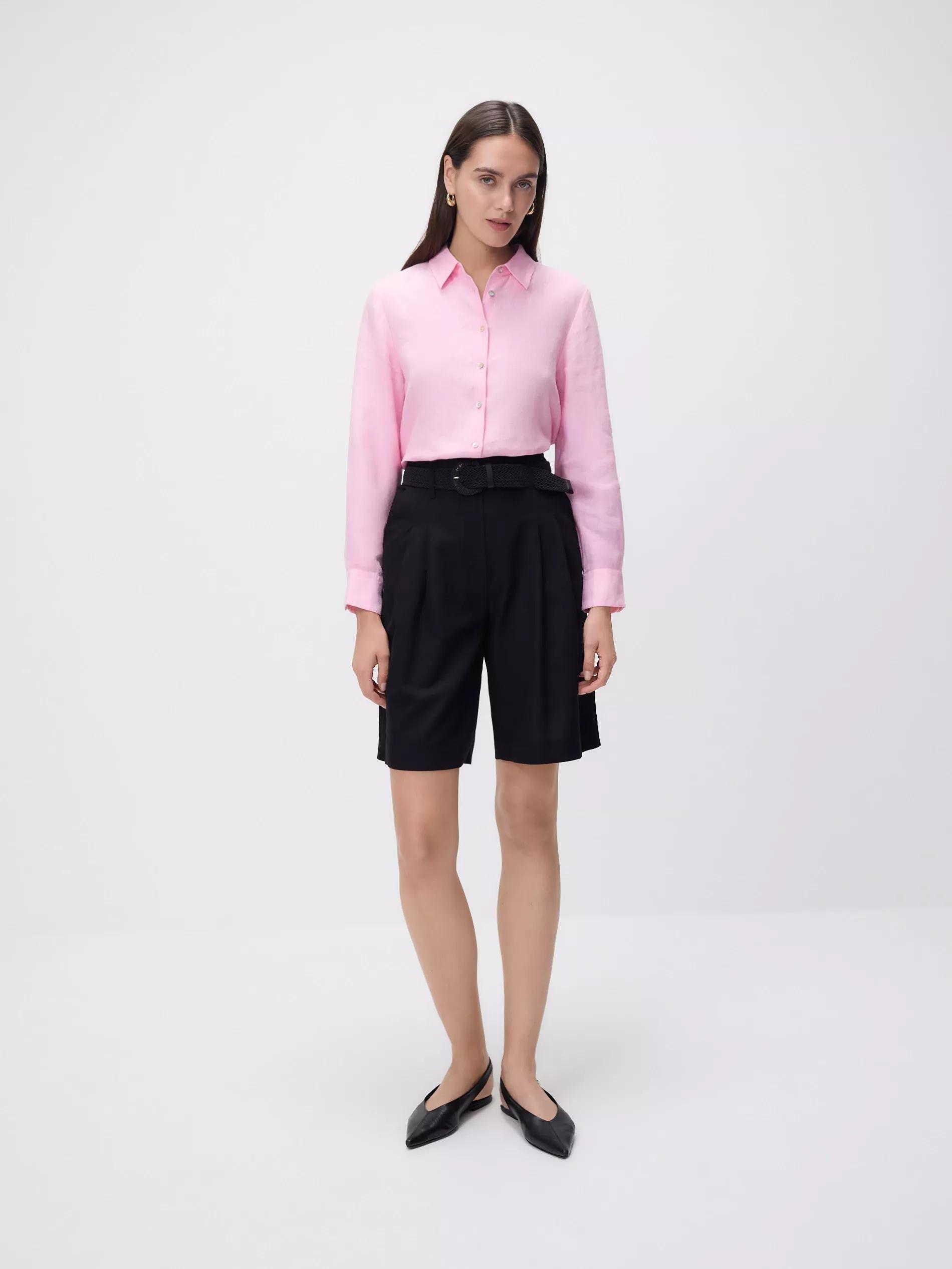 Black Belted Bermuda Shorts, Black, large image number 3