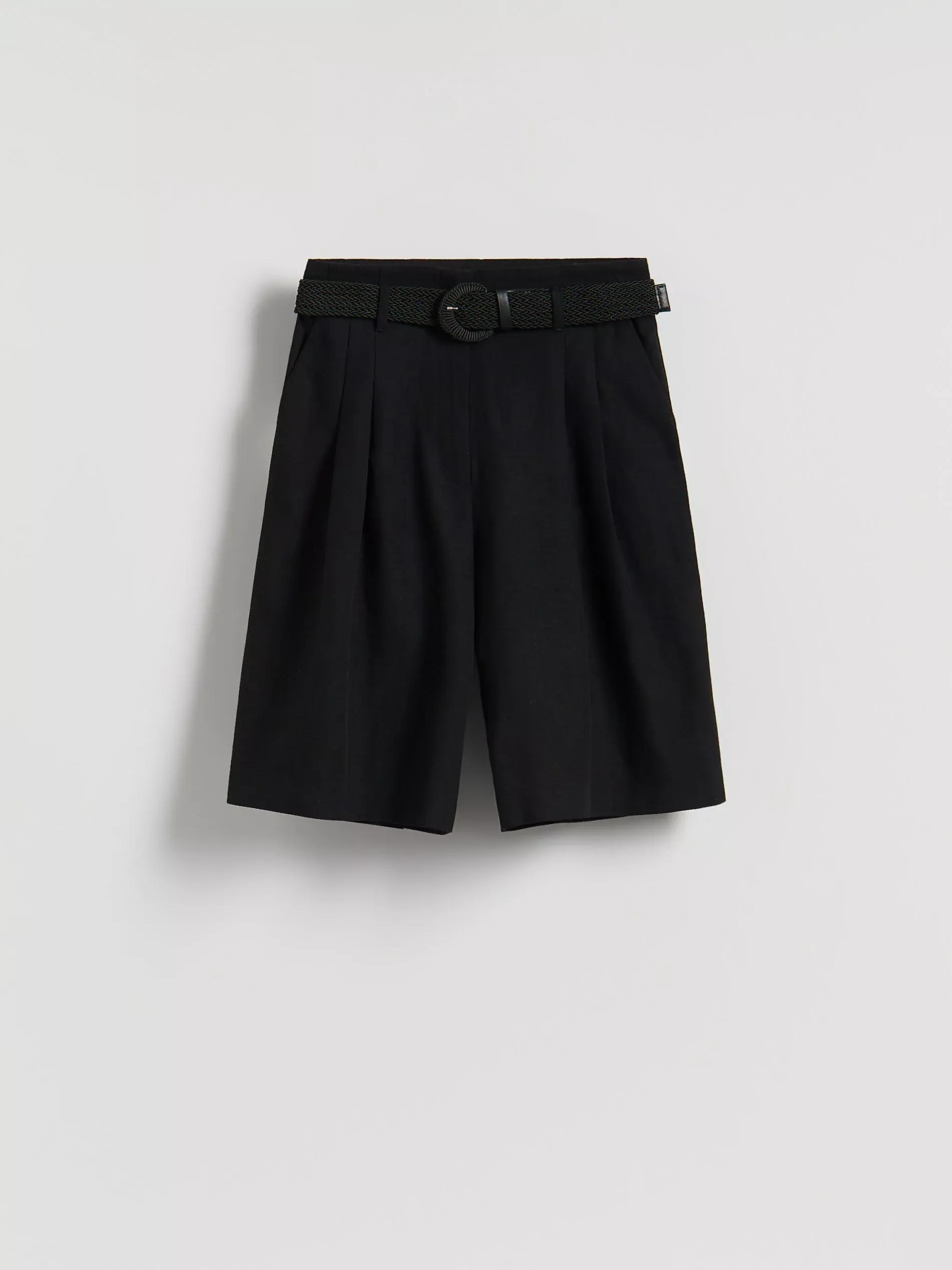 Black Belted Bermuda Shorts, Black, large image number 4