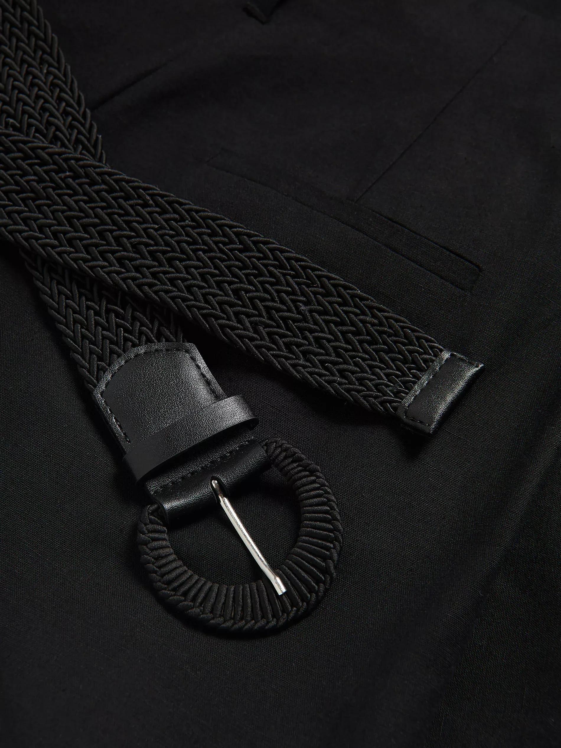 Black Belted Bermuda Shorts, Black, large image number 5