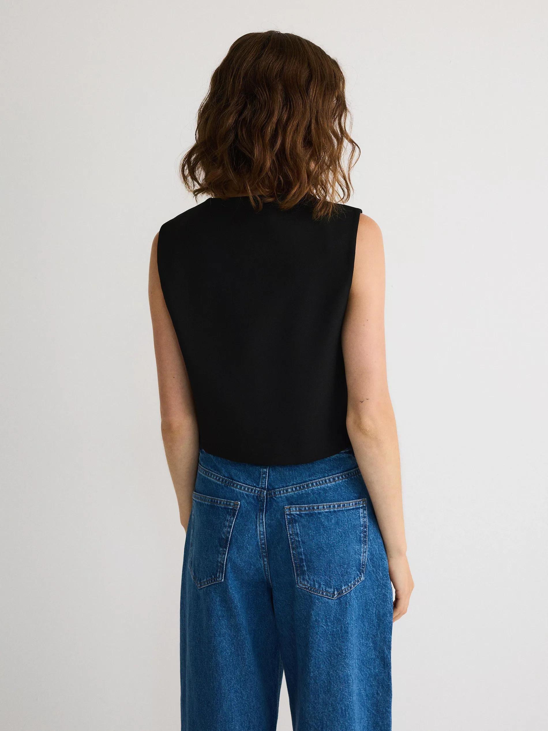 Black Viscose Blend Vest, , large image number 8