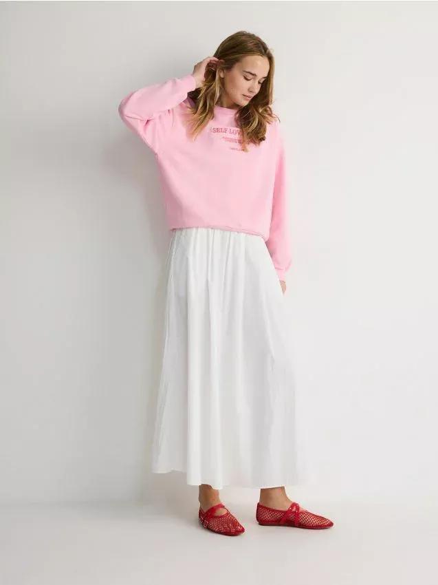 Pink Cotton Sweatshirt With Embroidery, , large image number 1