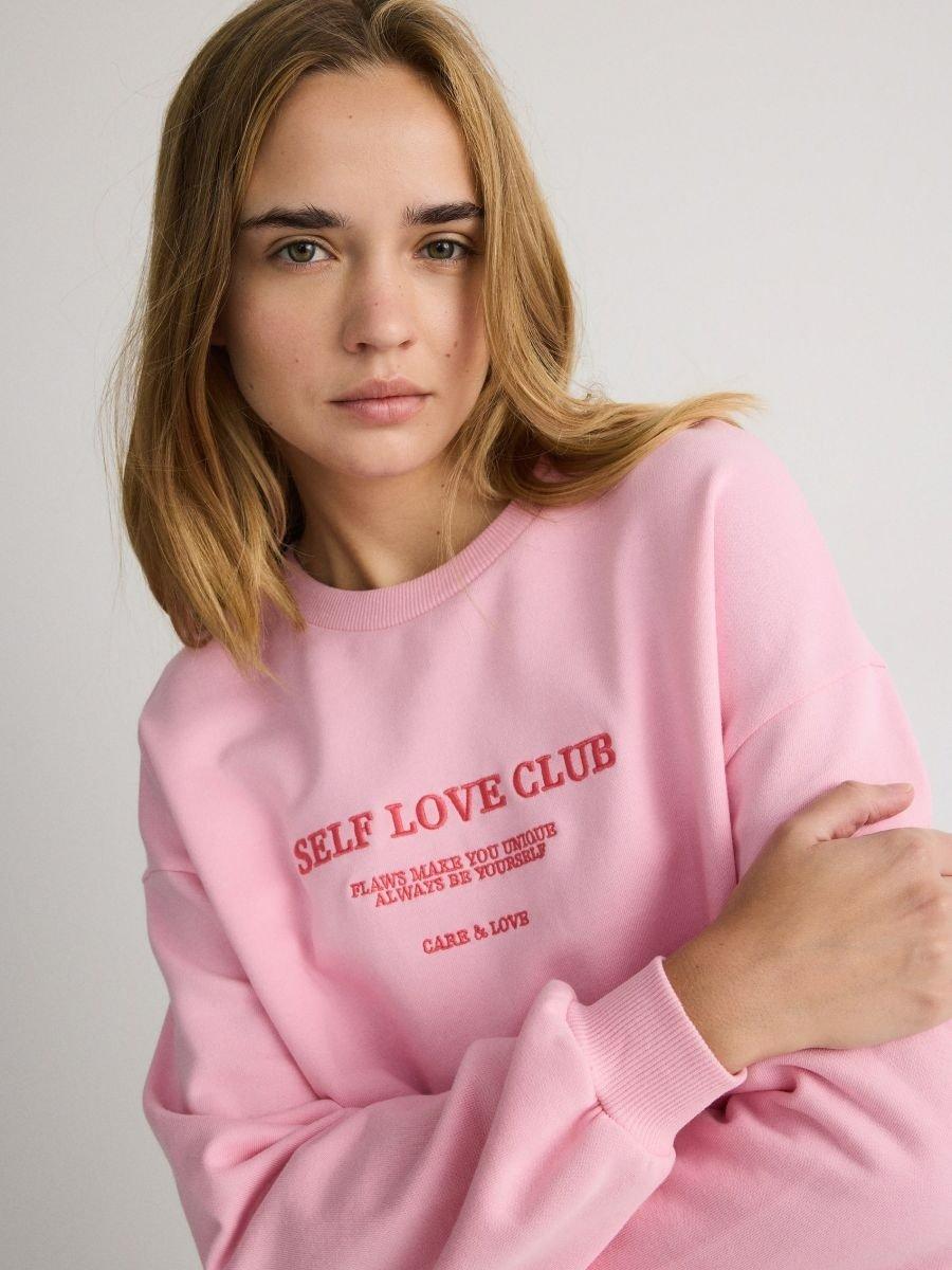 Pink Cotton Sweatshirt With Embroidery, , large image number 2