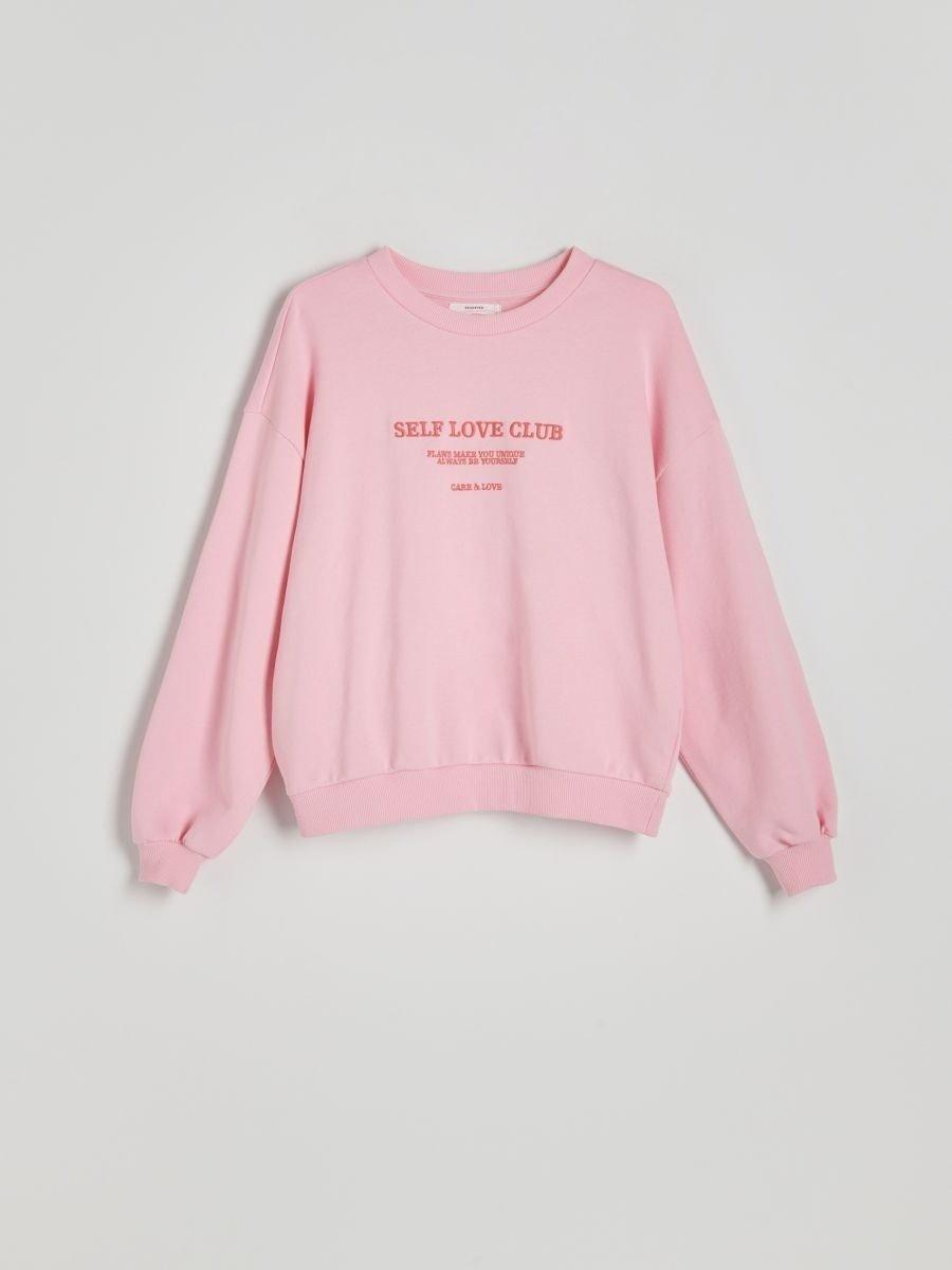 Pink Cotton Sweatshirt With Embroidery, , large image number 4