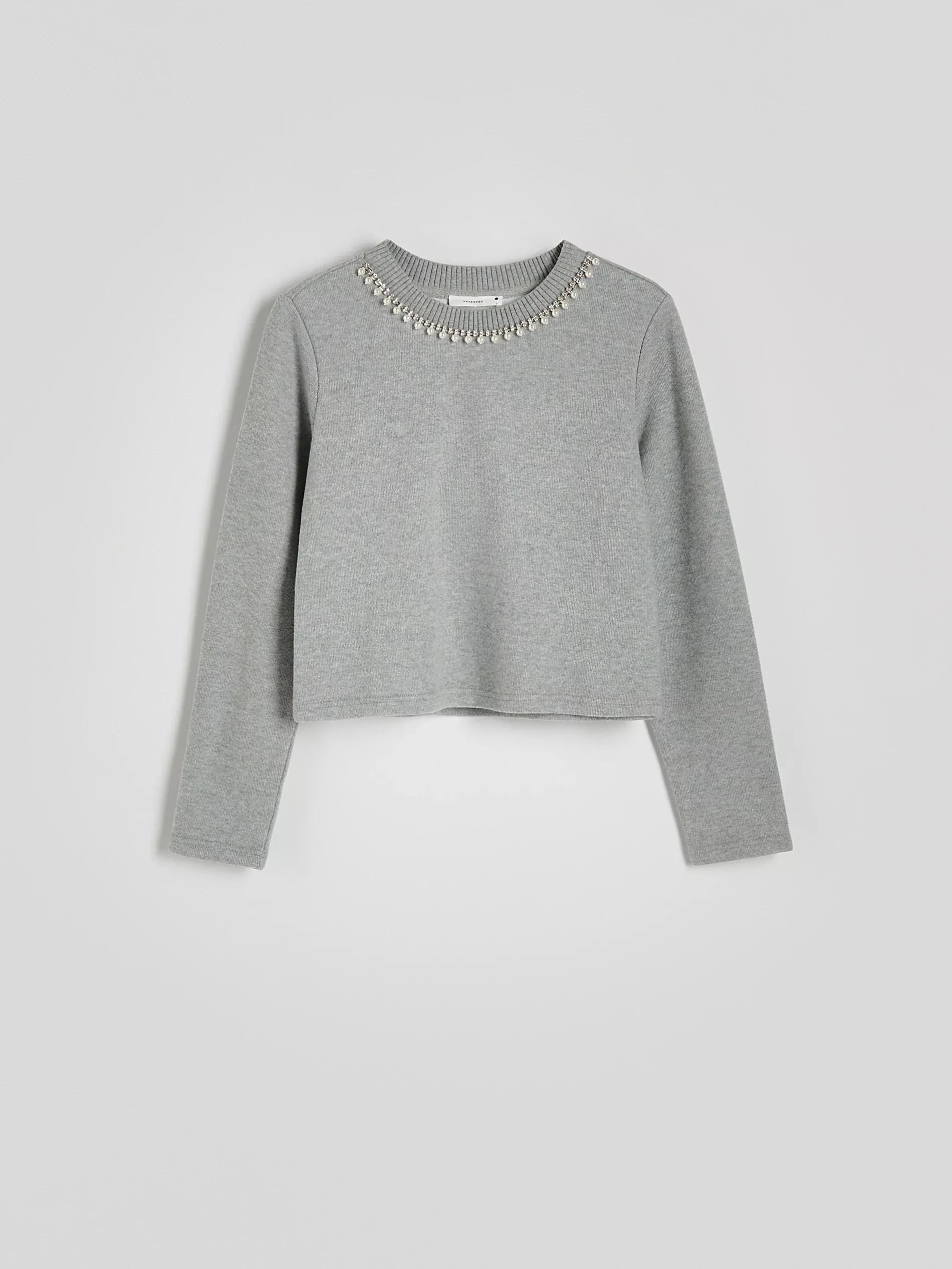 Grey Decorative Neckline Sweatshirt, , large image number 3