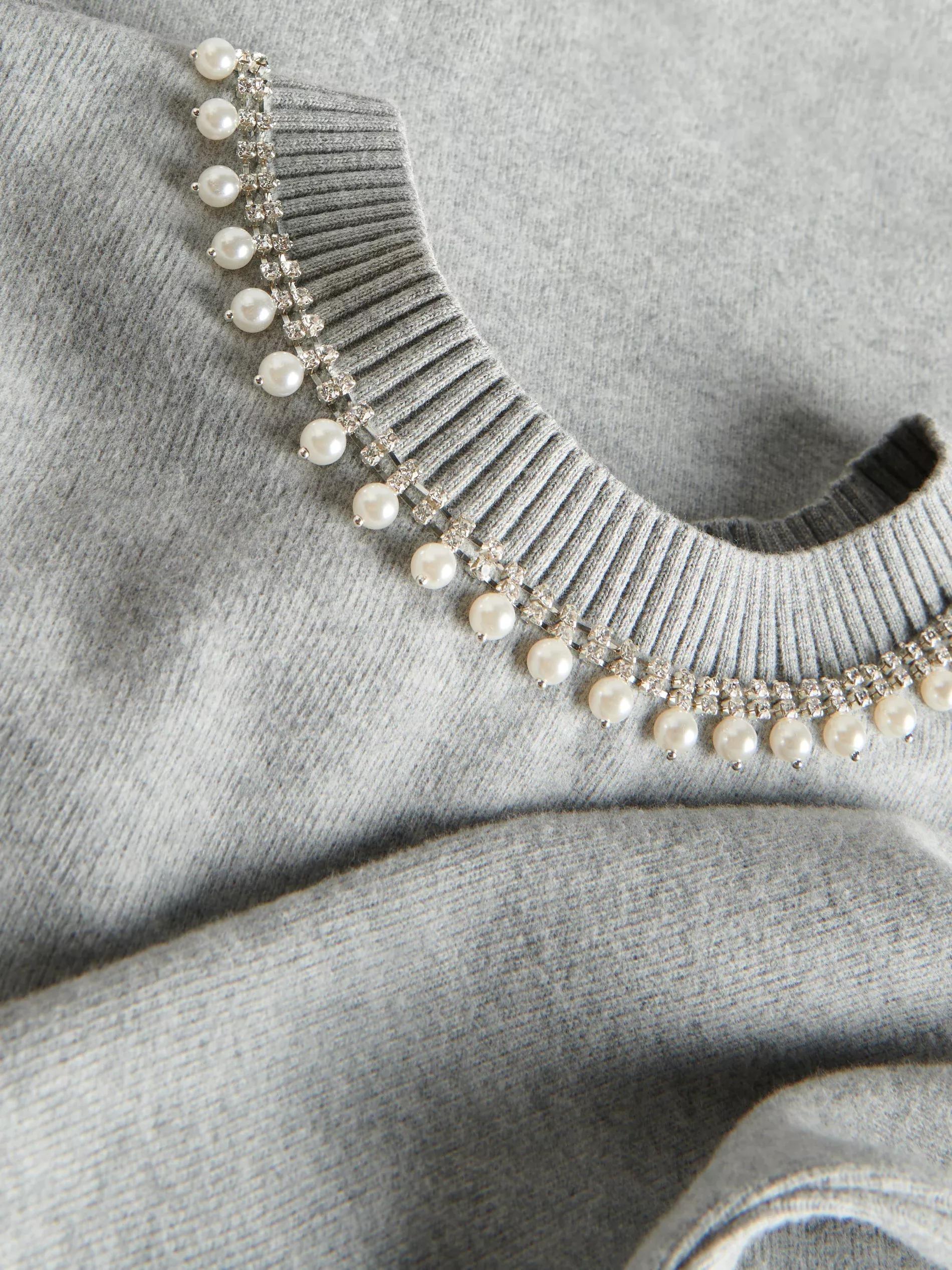Grey Decorative Neckline Sweatshirt, , large image number 4