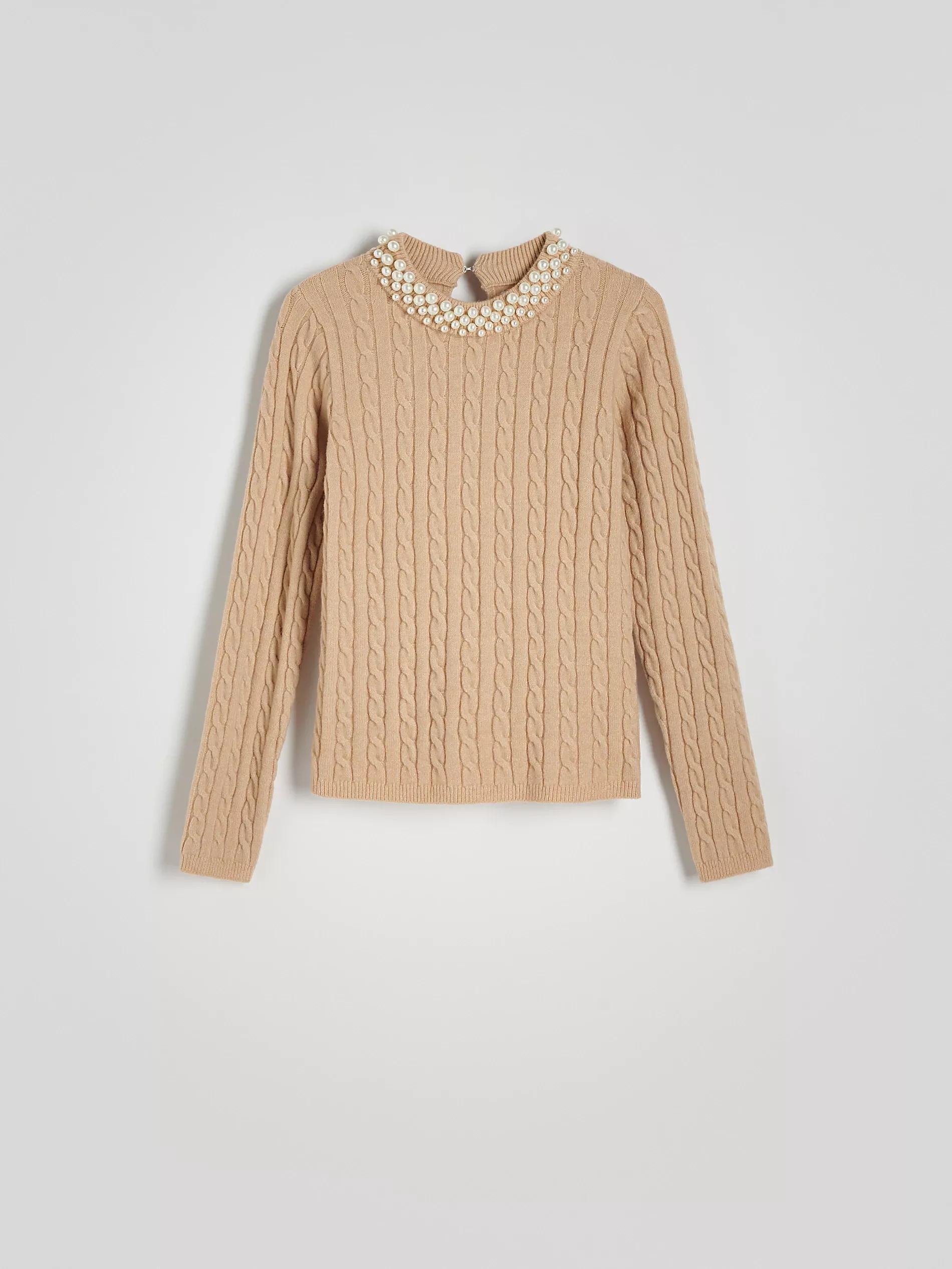 Beige Decorated Long Sleeve Sweater, , large image number 2